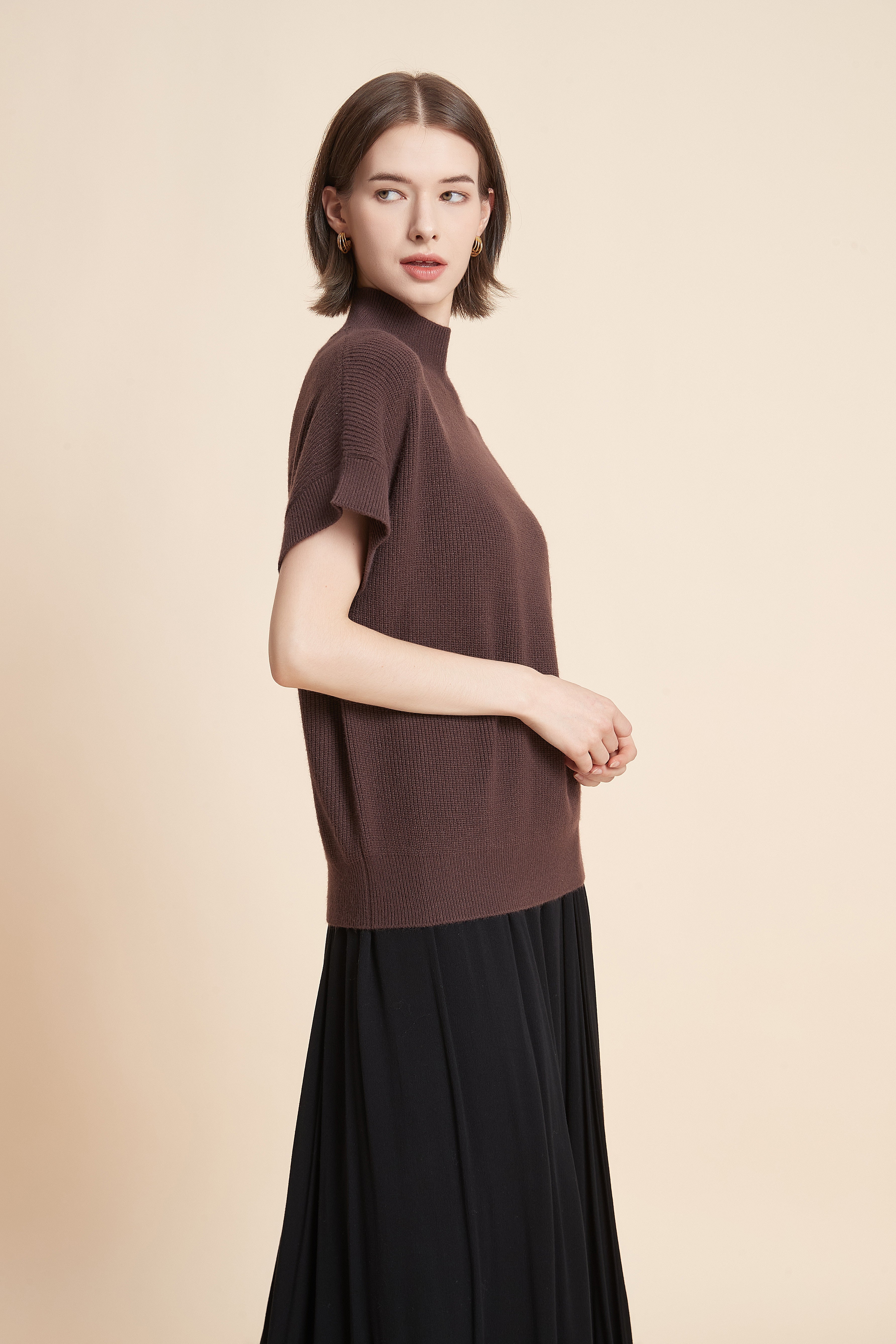 Short Sleeve High Neck Top