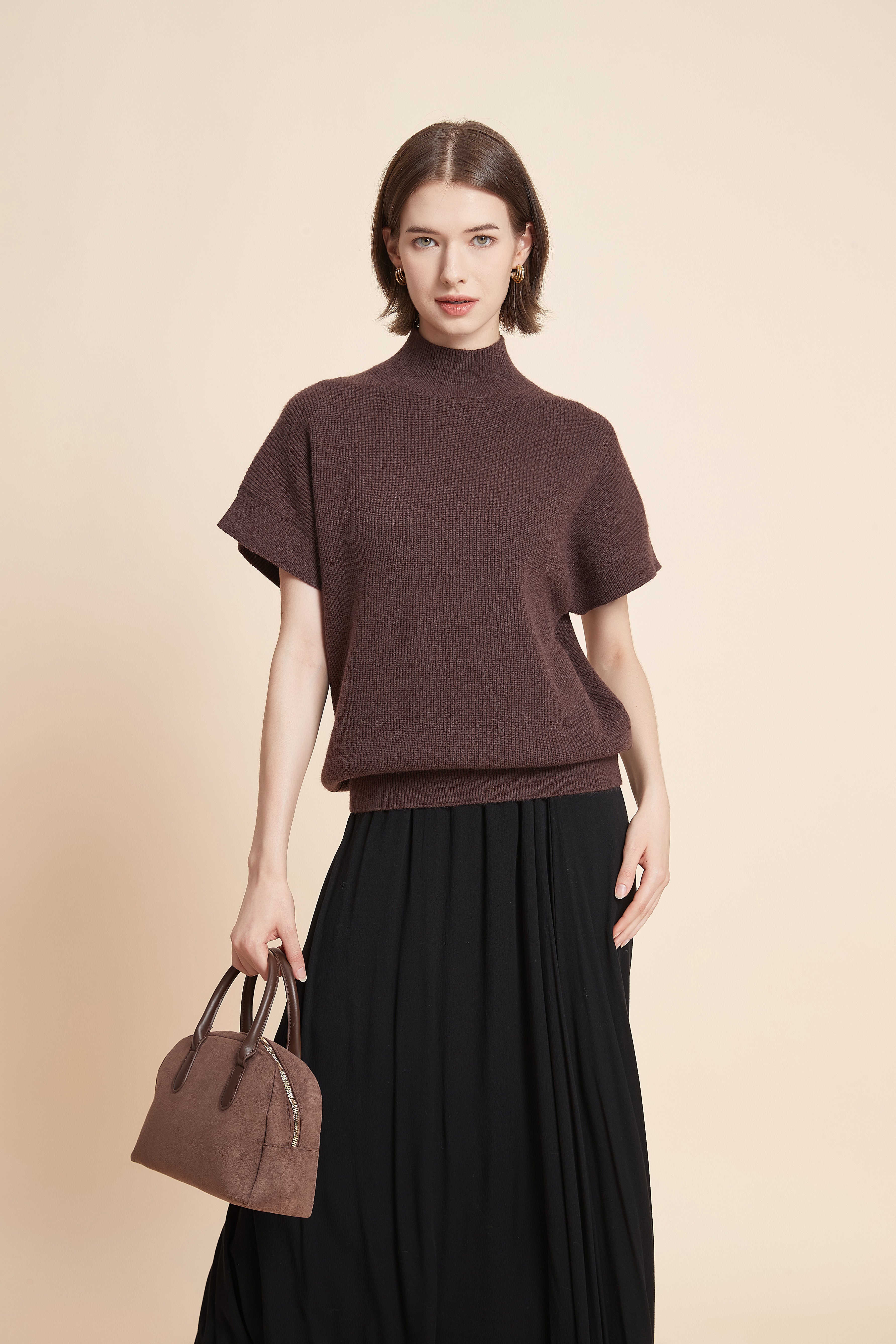 Short Sleeve High Neck Top