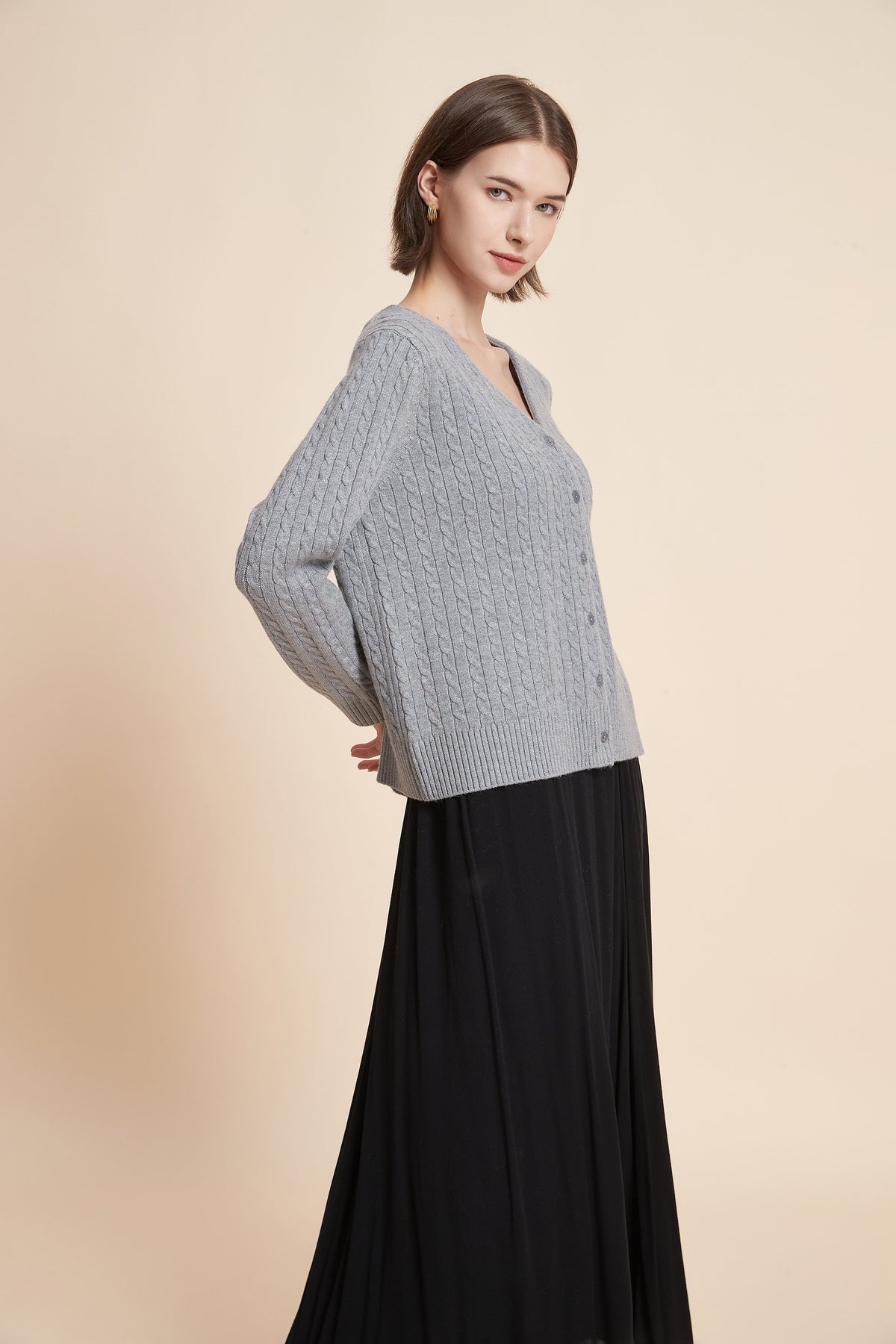 Long Sleeve Button-Front Cardigan