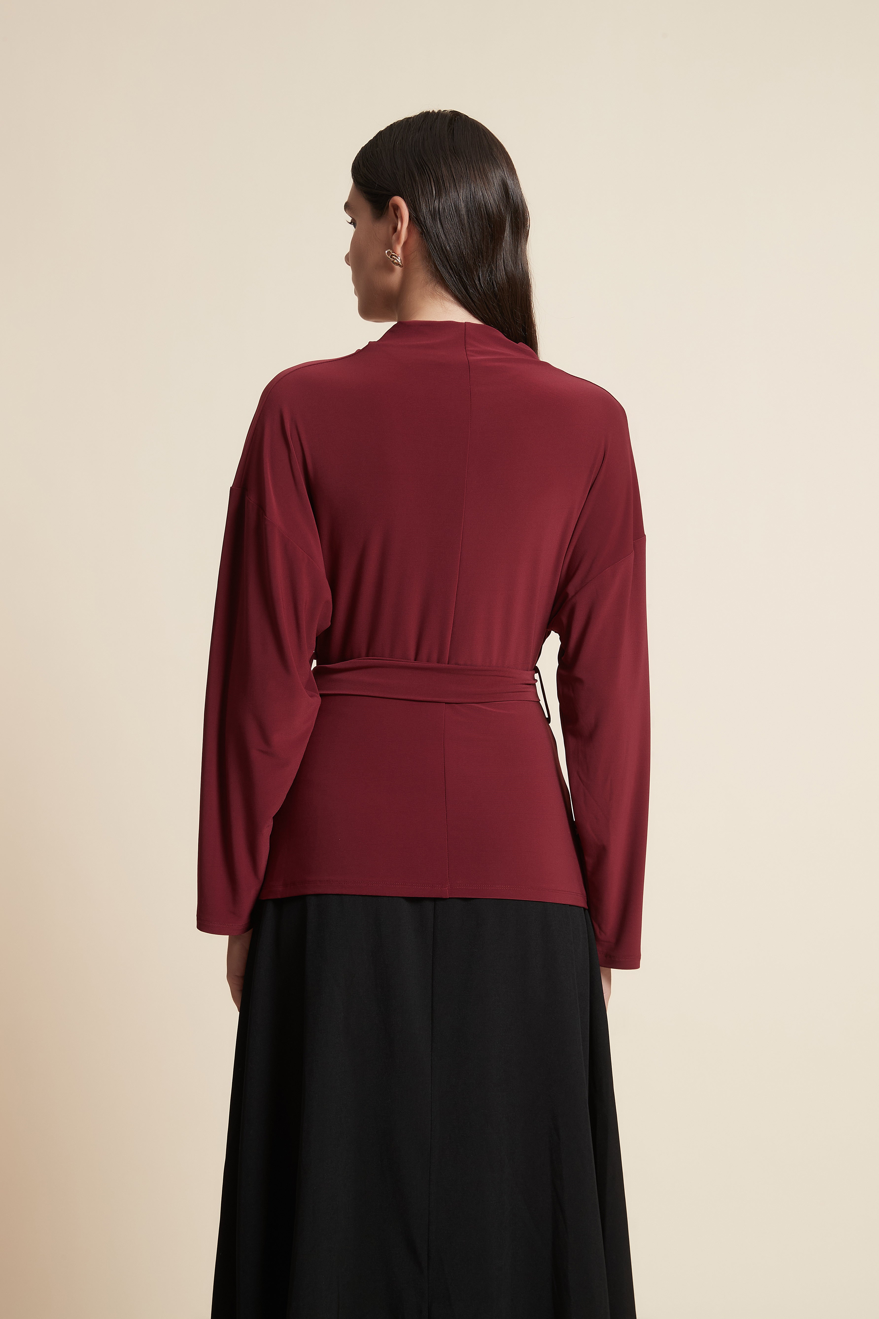 Long Sleeve Belted Blouse