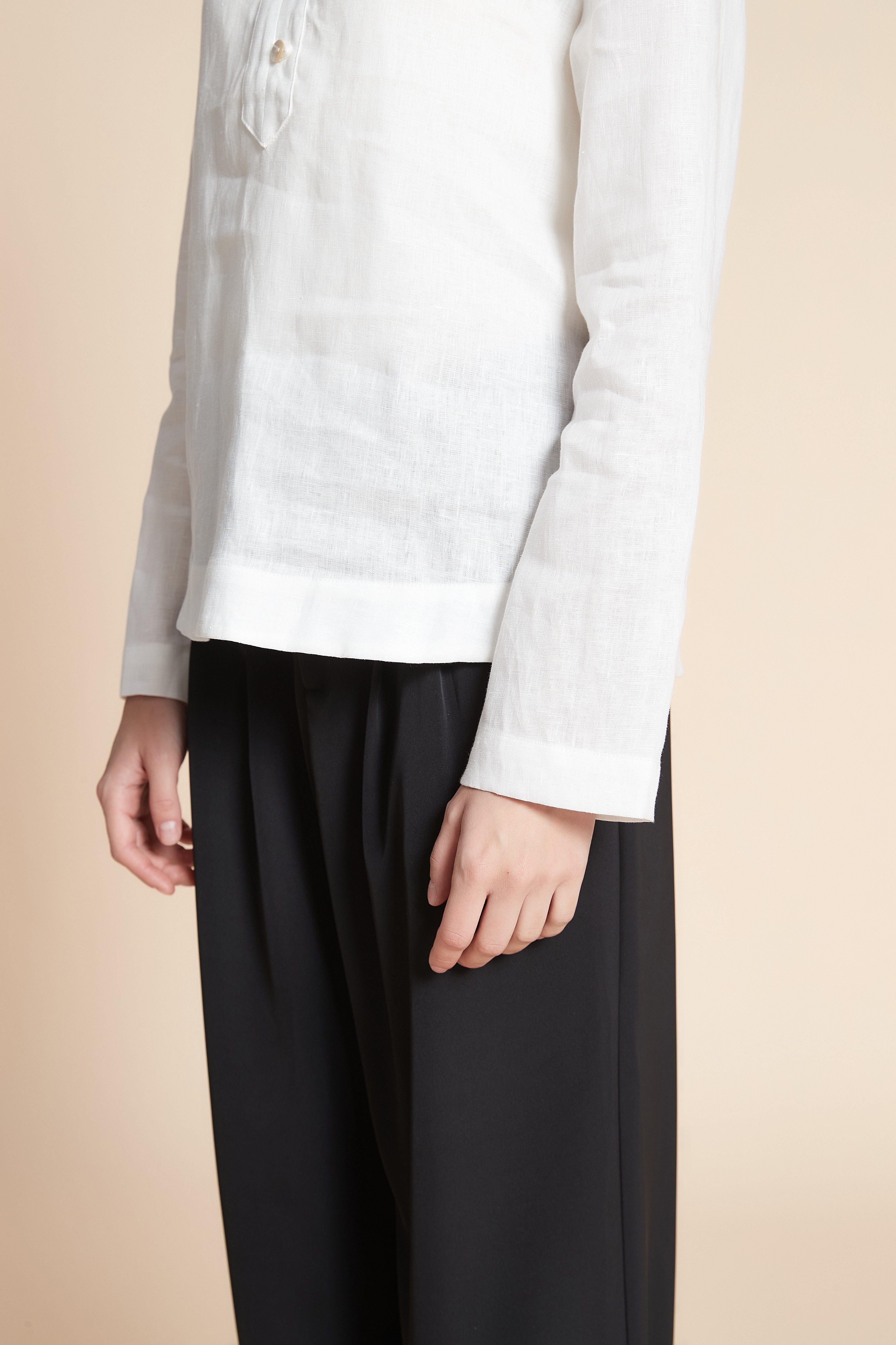 Solid Long Sleeve Mid-Length Blouse