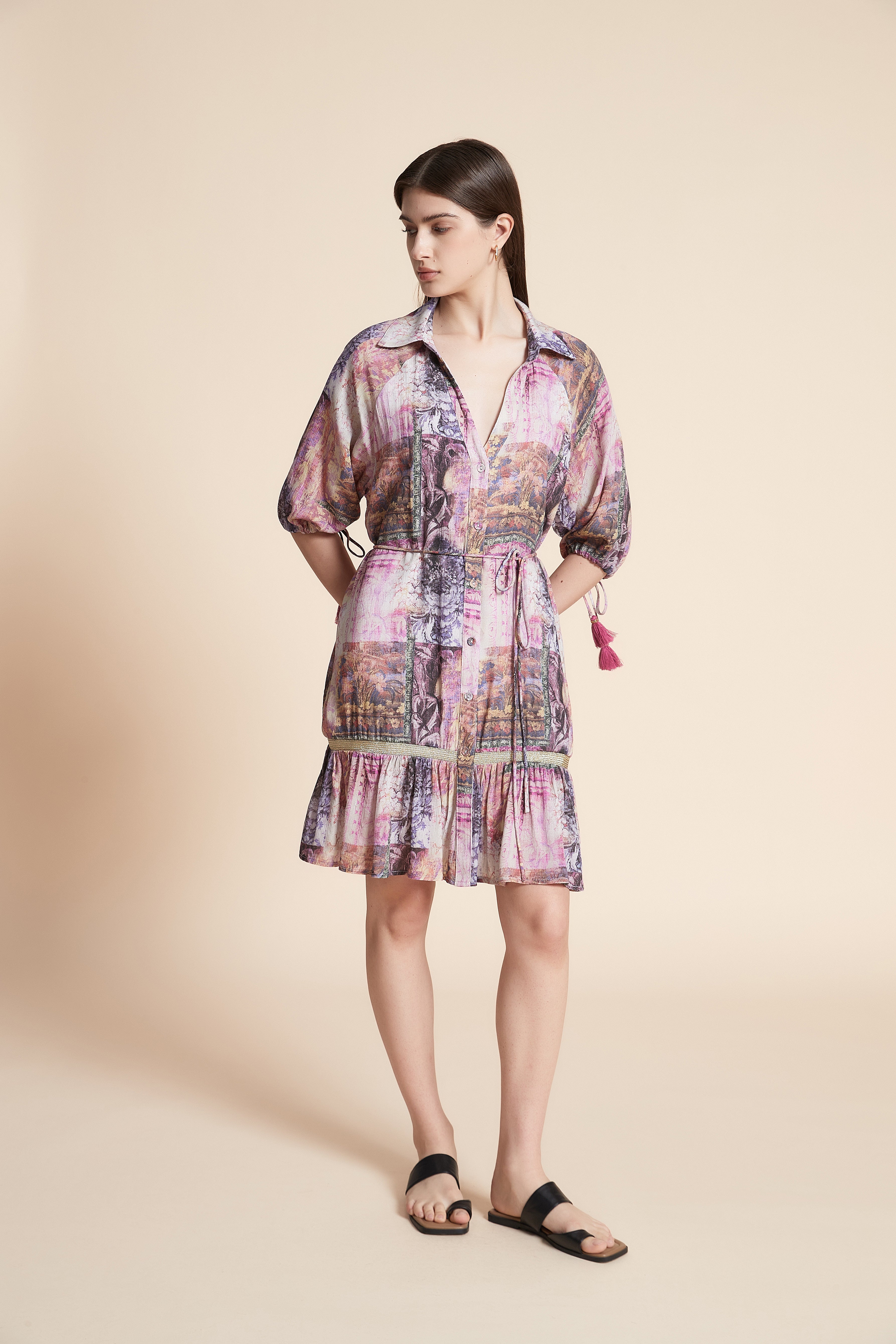 Short Printed Half Sleeve Dress