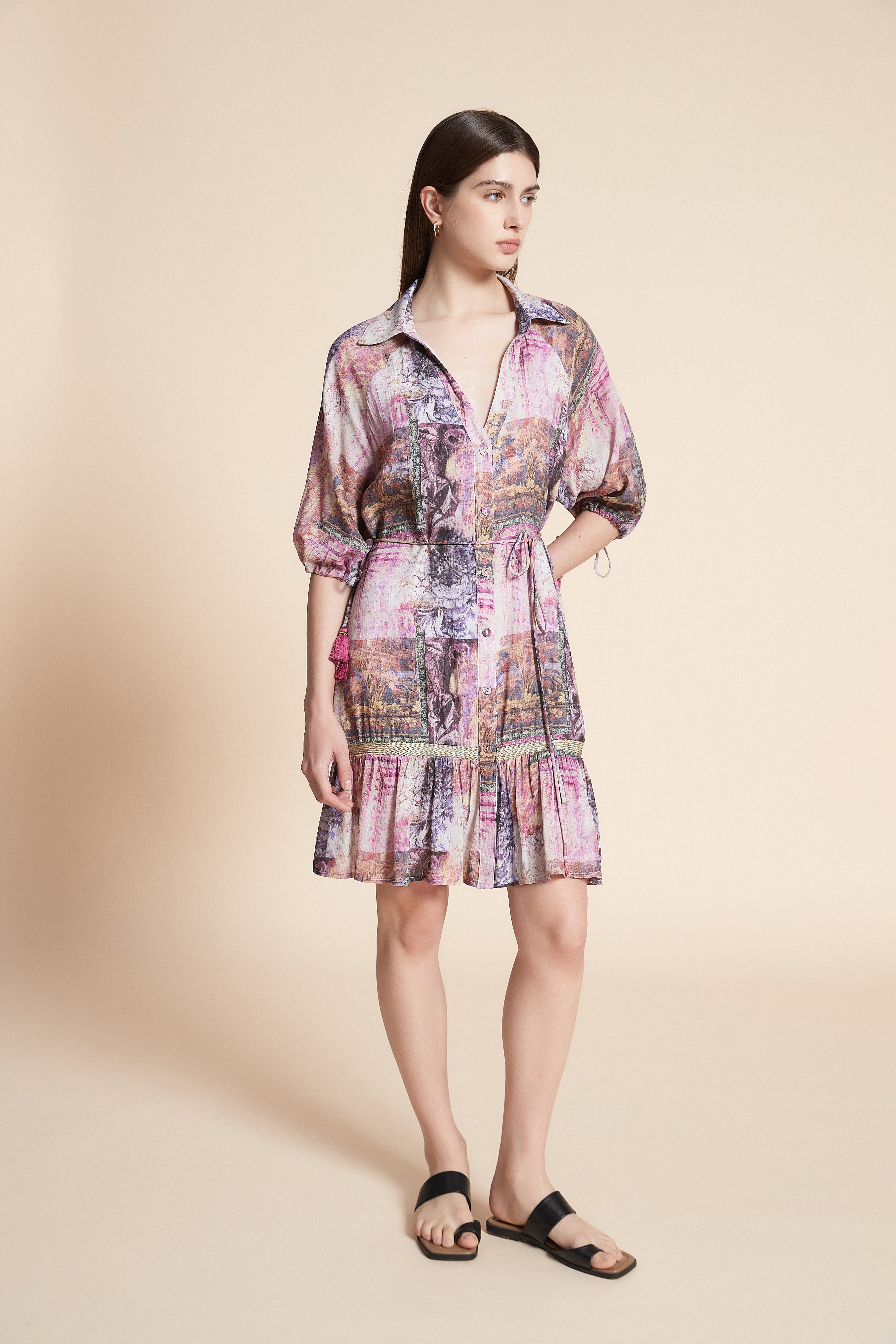 Short Printed Half Sleeve Dress