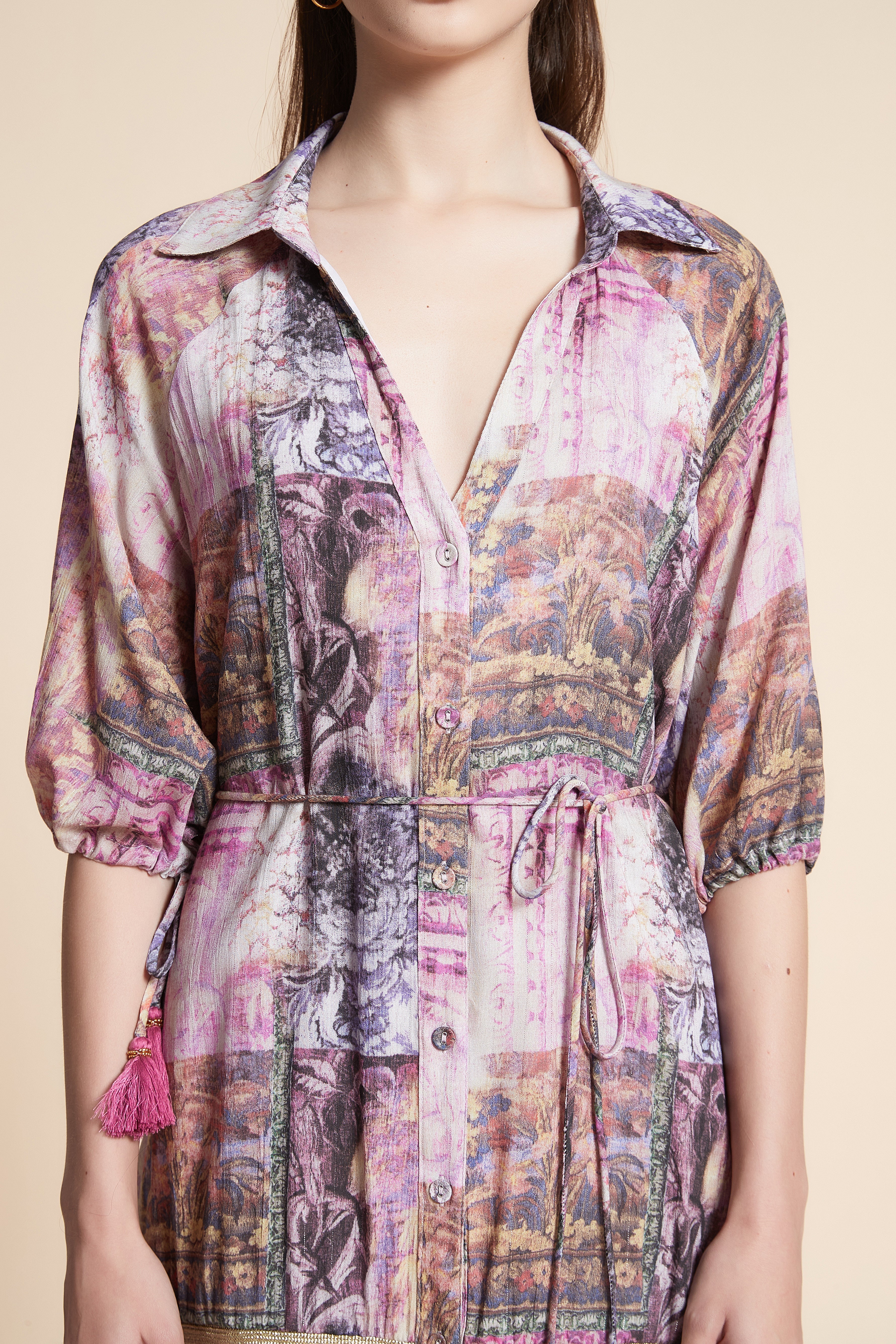 Short Printed Half Sleeve Dress