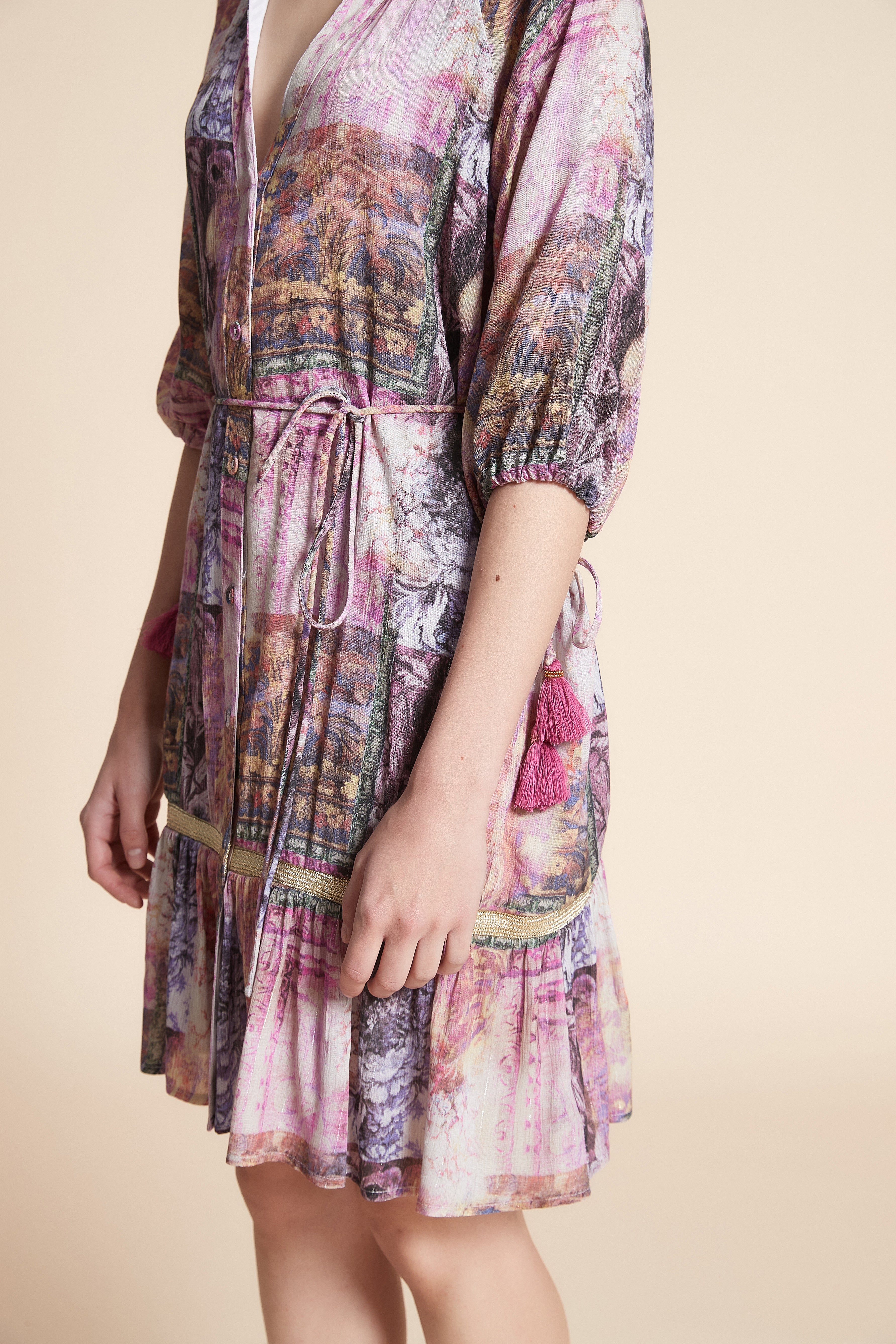 Short Printed Half Sleeve Dress