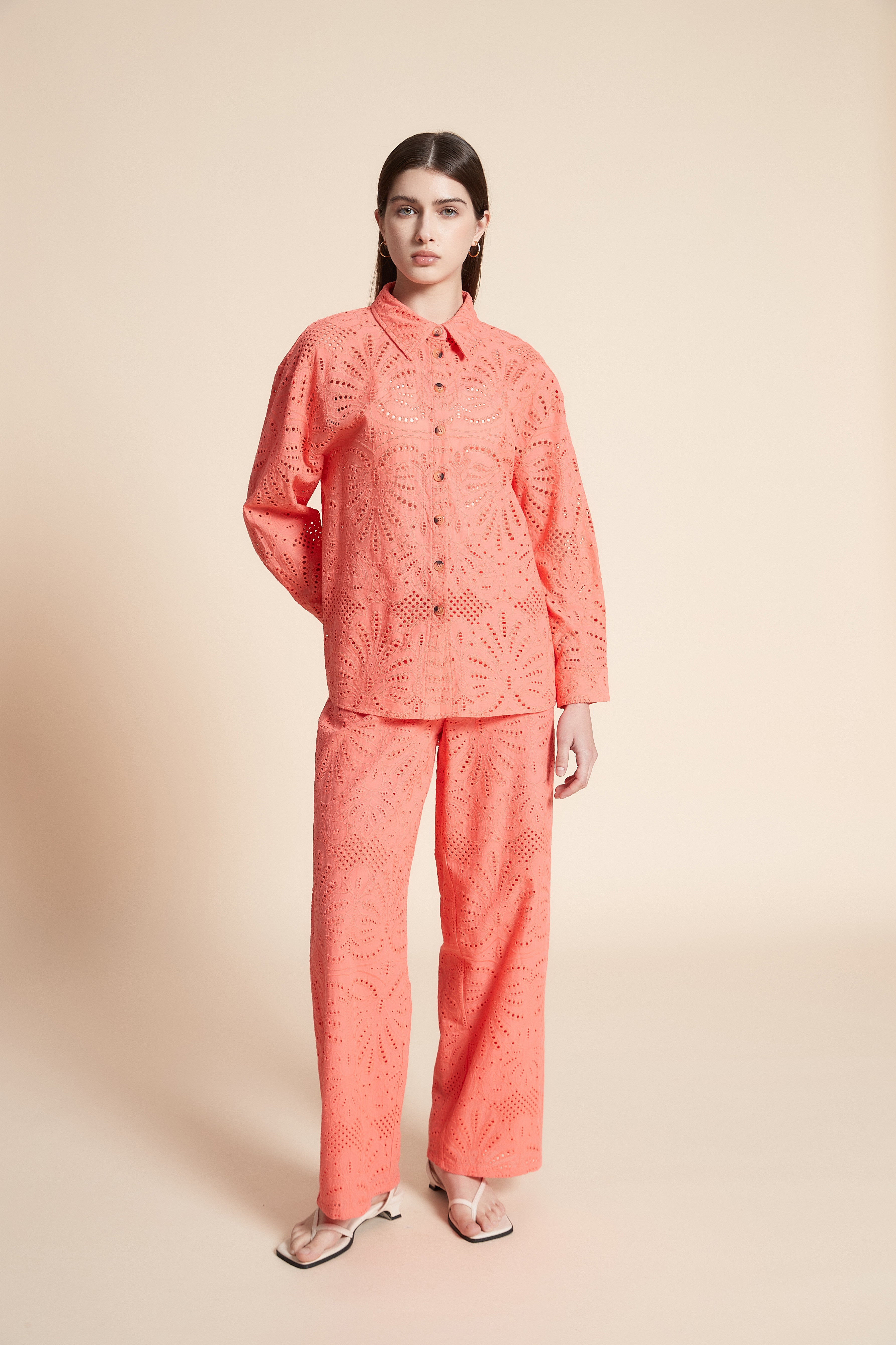 Long Sleeve Lace Patterned Shirt