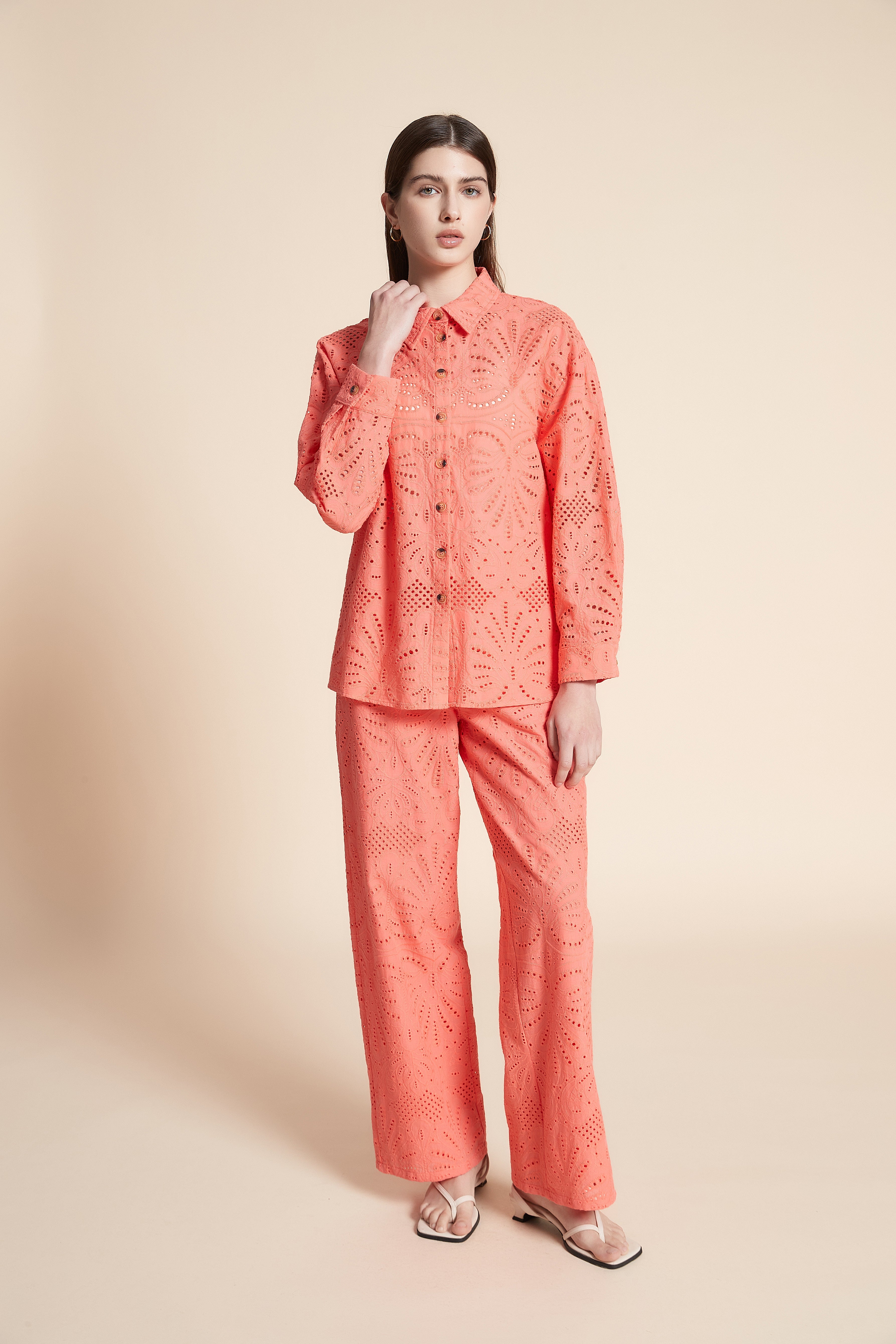 Long Sleeve Lace Patterned Shirt