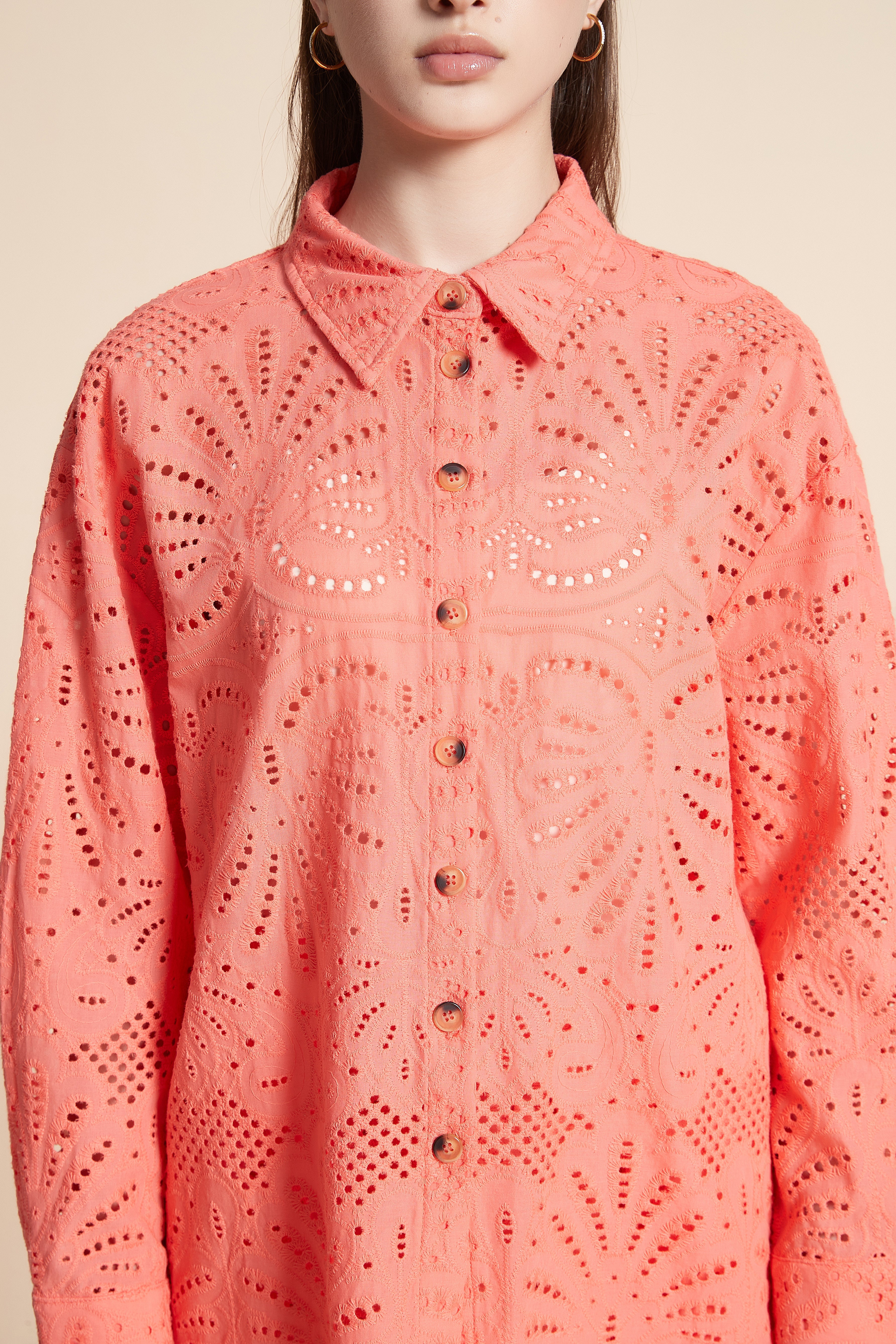 Long Sleeve Lace Patterned Shirt