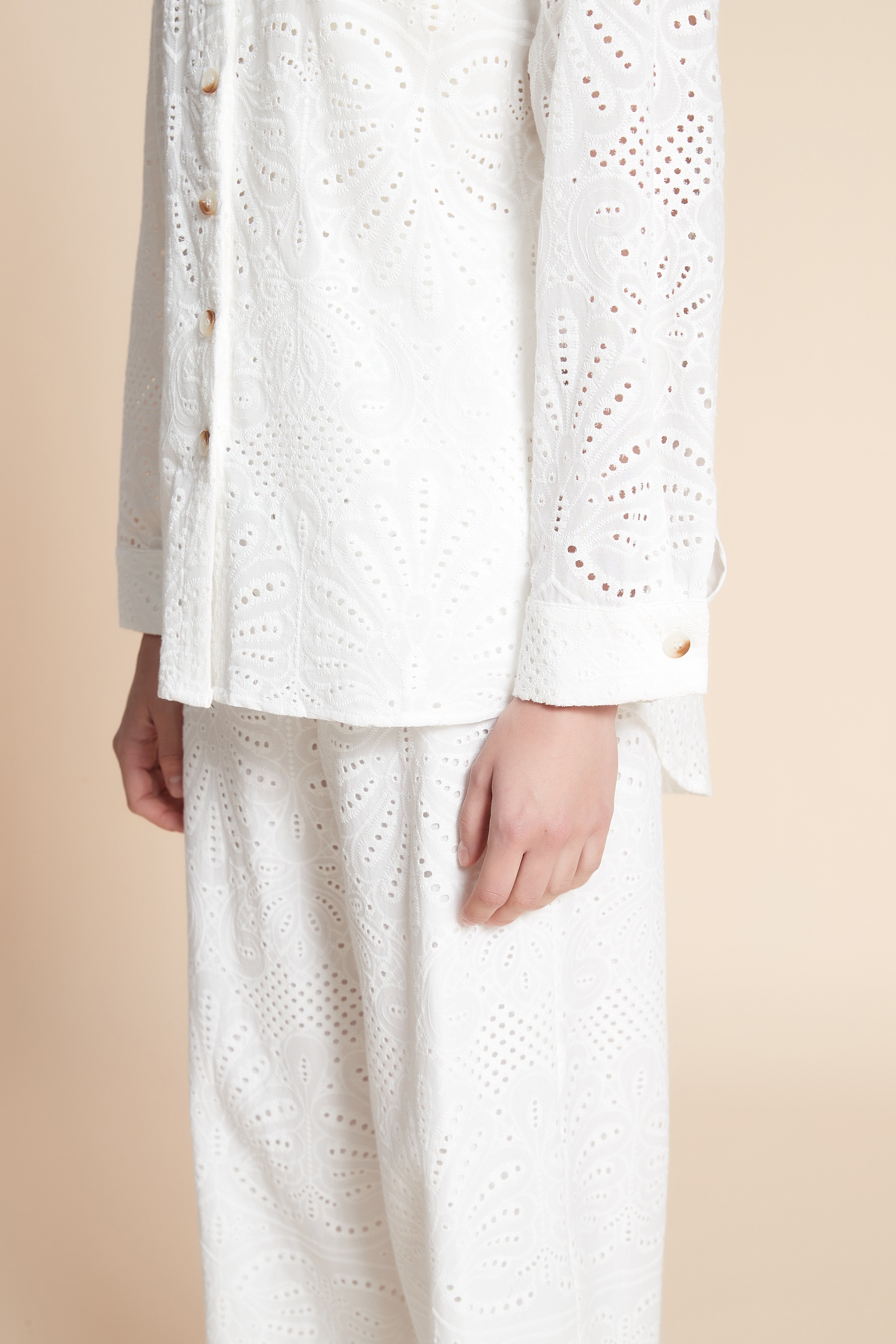 Long Sleeve Lace Patterned Shirt