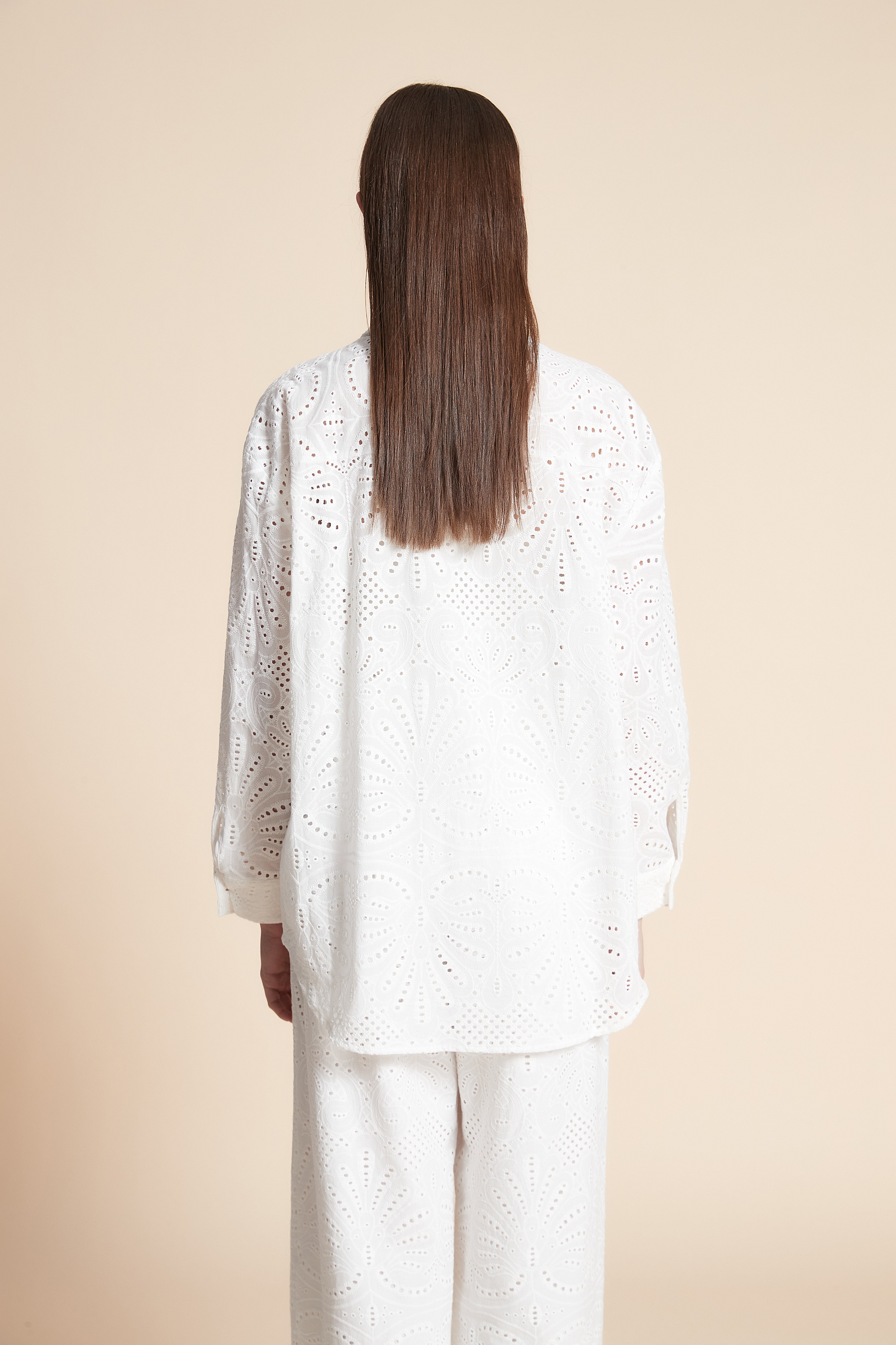 Long Sleeve Lace Patterned Shirt