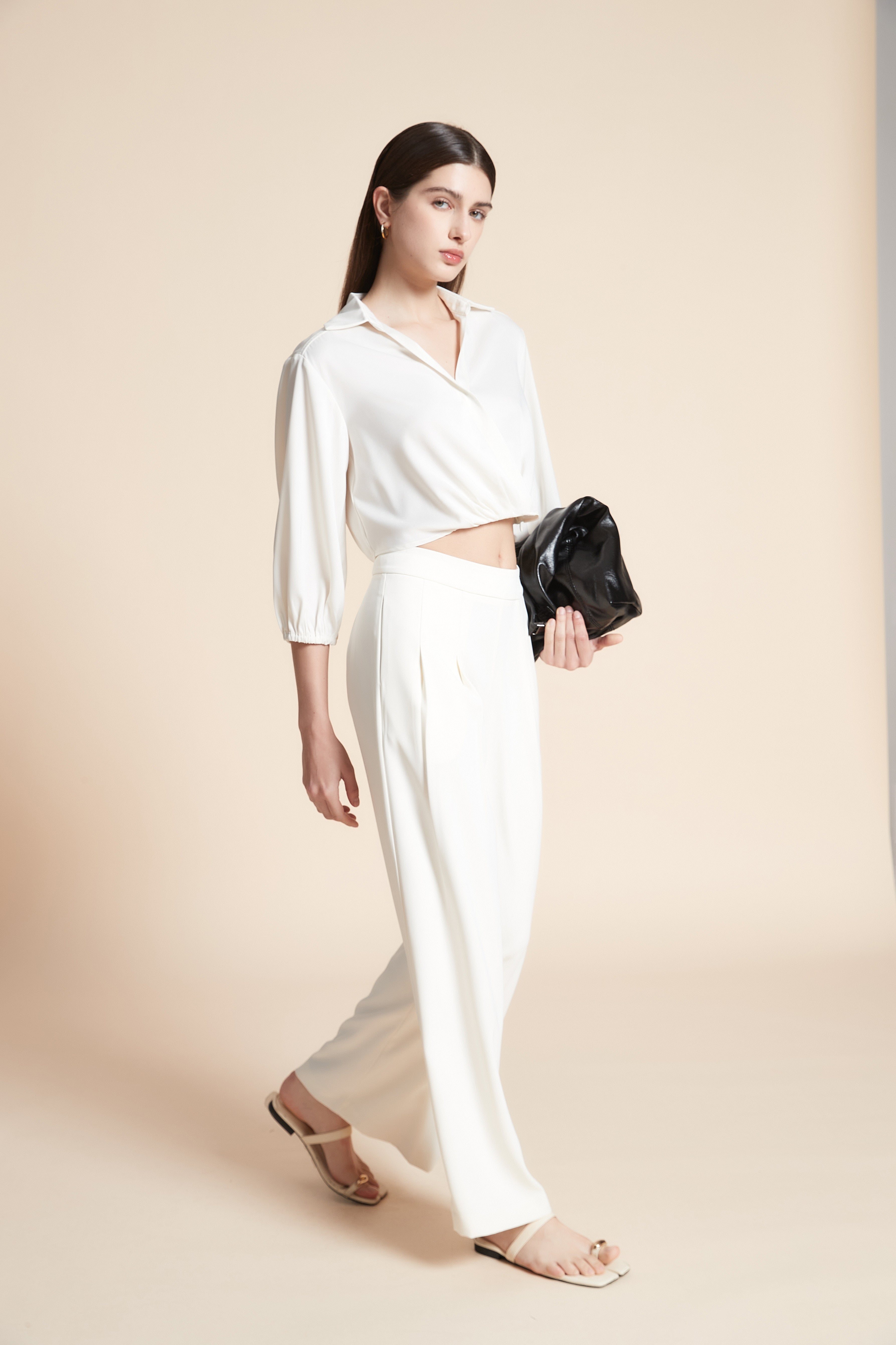 Wide-Leg Solid Long Pants