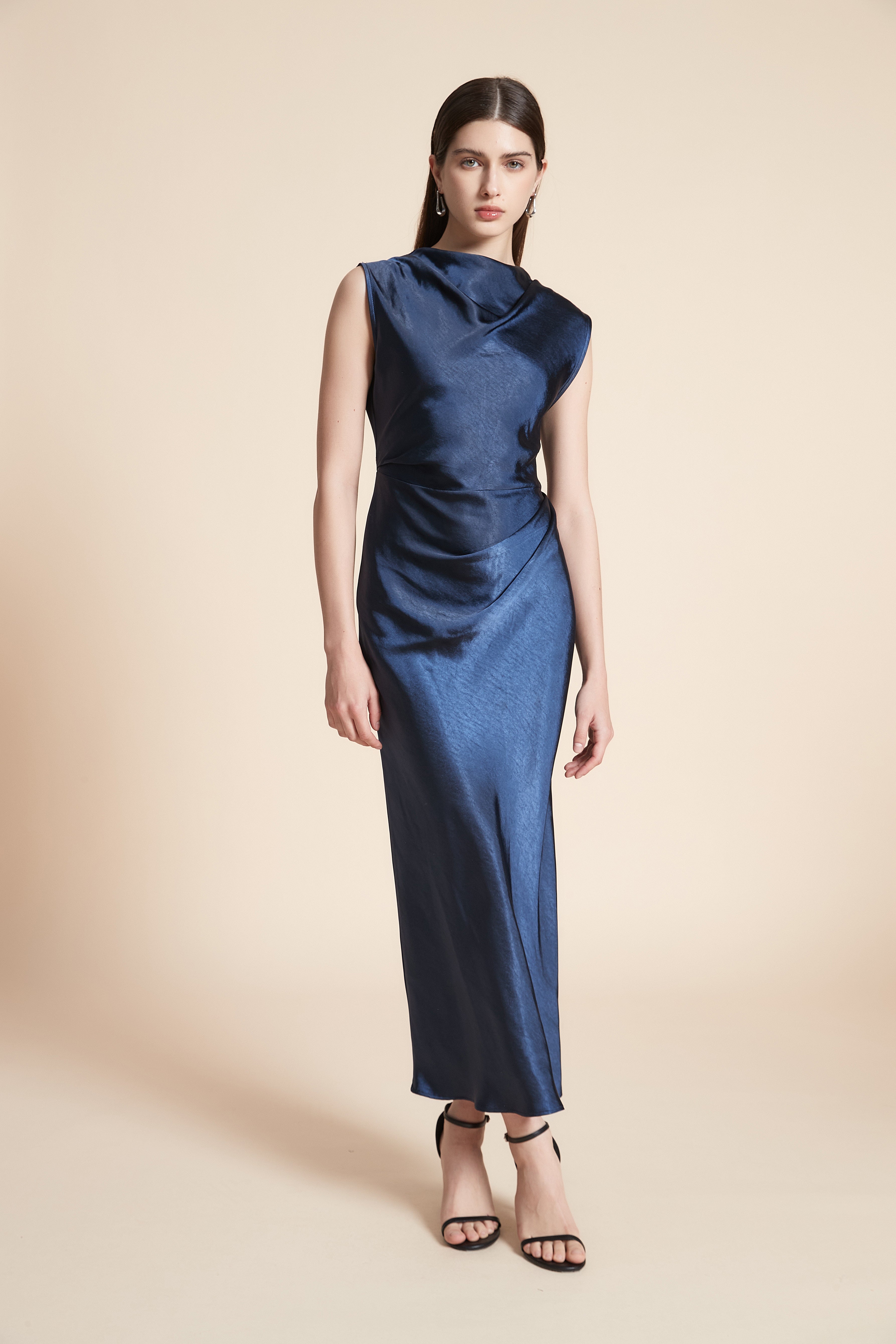 Shiny Sleeveless Maxi Dress