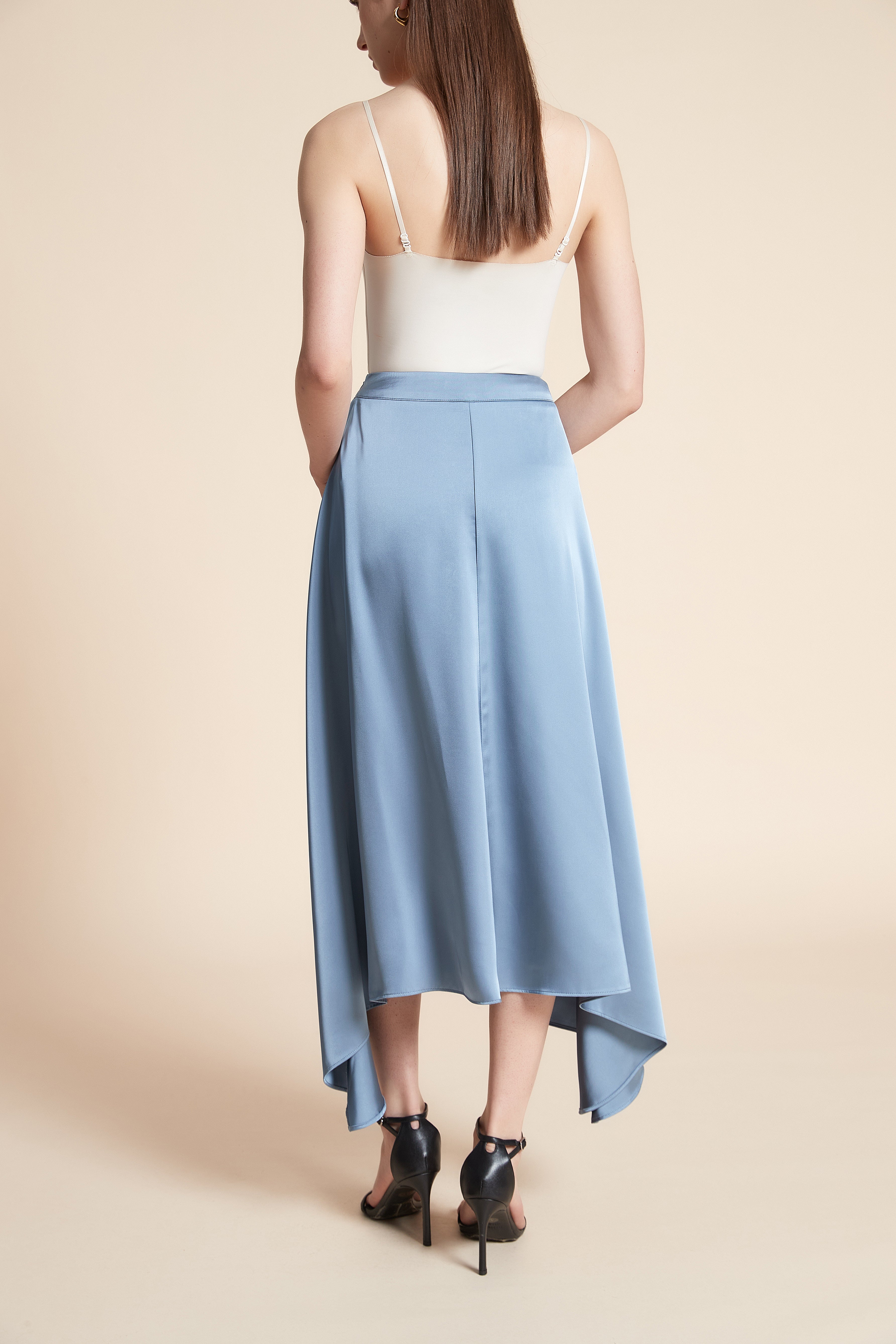Solid Midi Skirt with Wide Cut