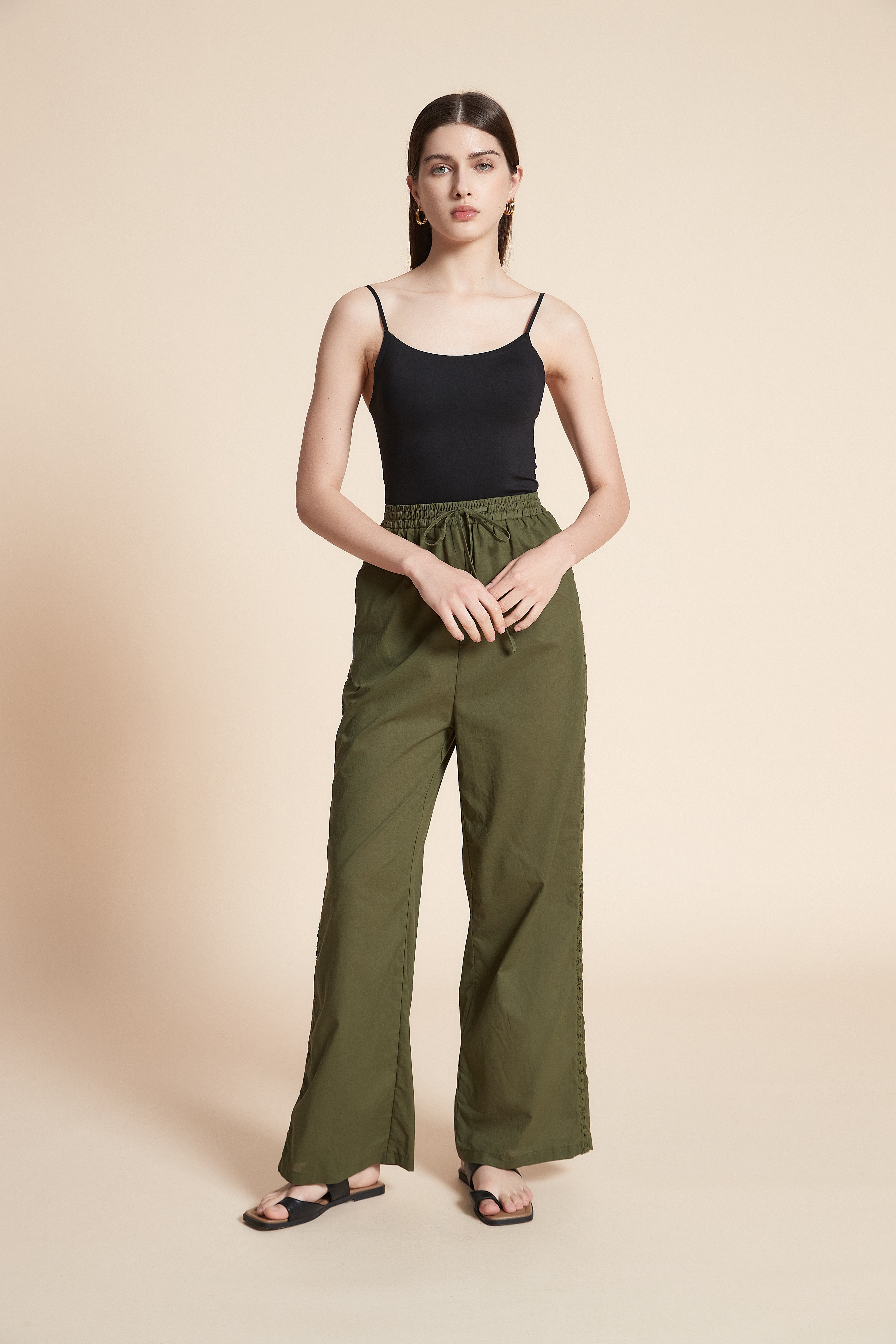 Wide Leg Plain Trousers