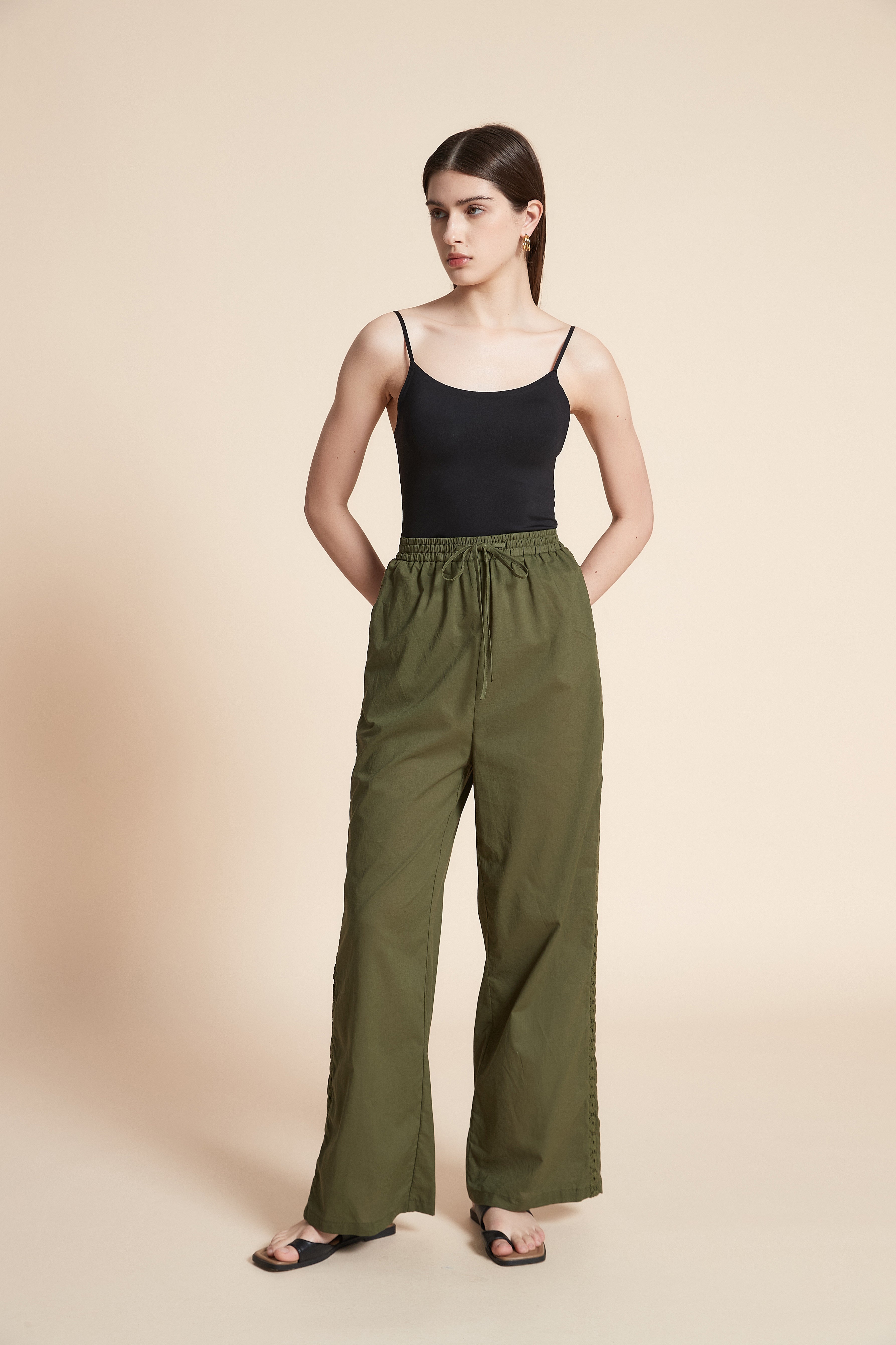 Wide Leg Plain Trousers