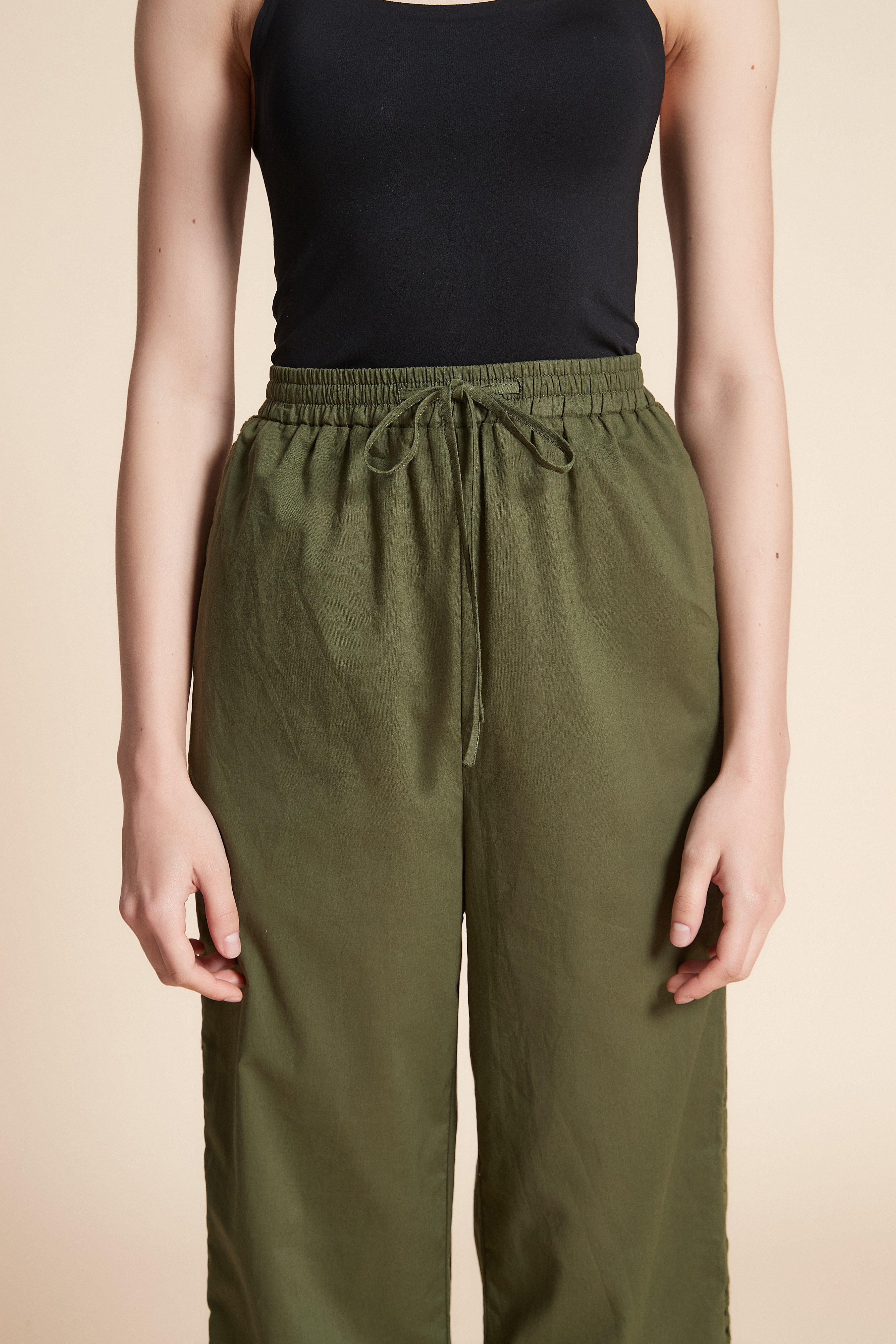 Wide Leg Plain Trousers