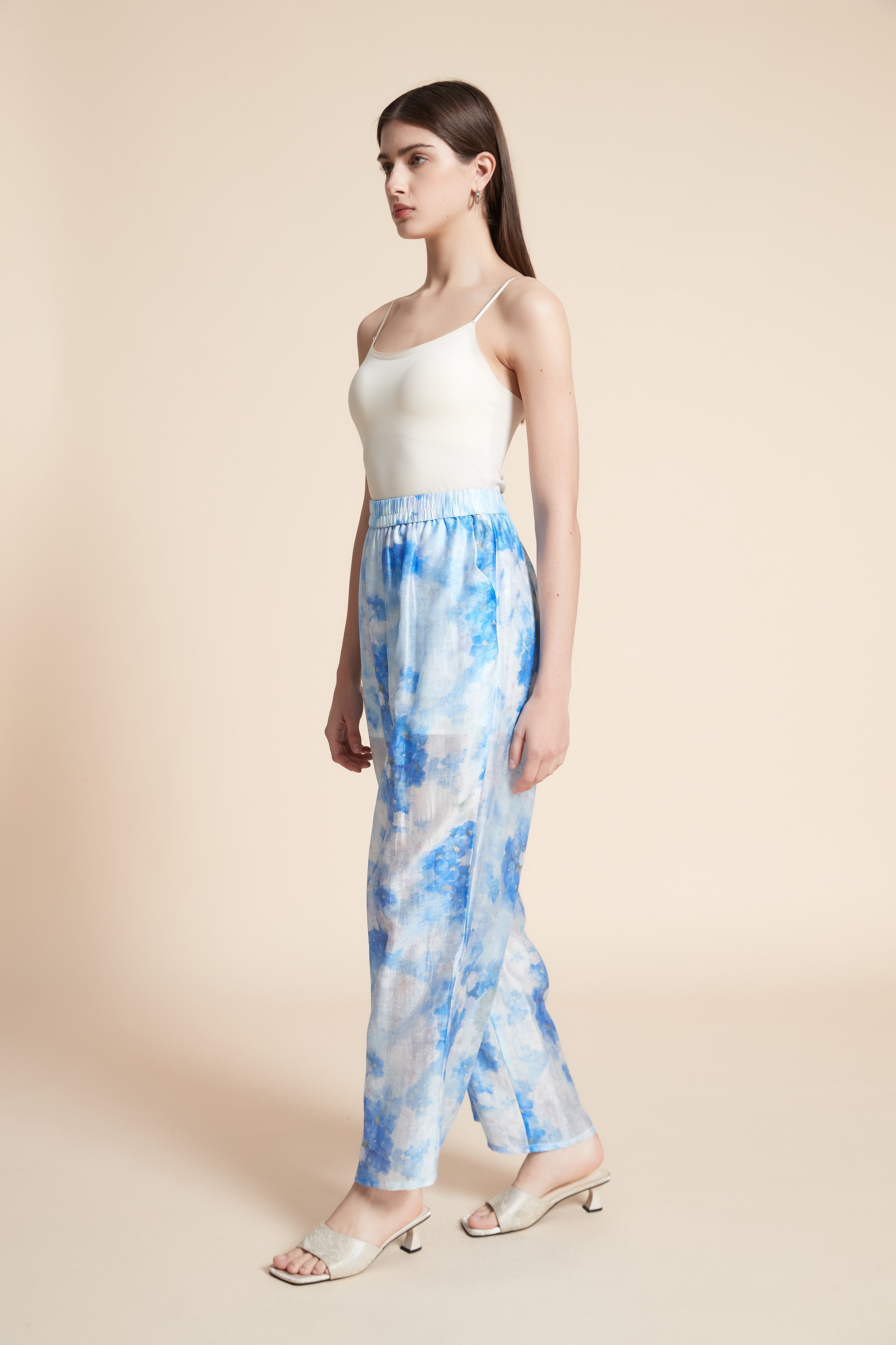 بنطلون مطبوع لونين واسع