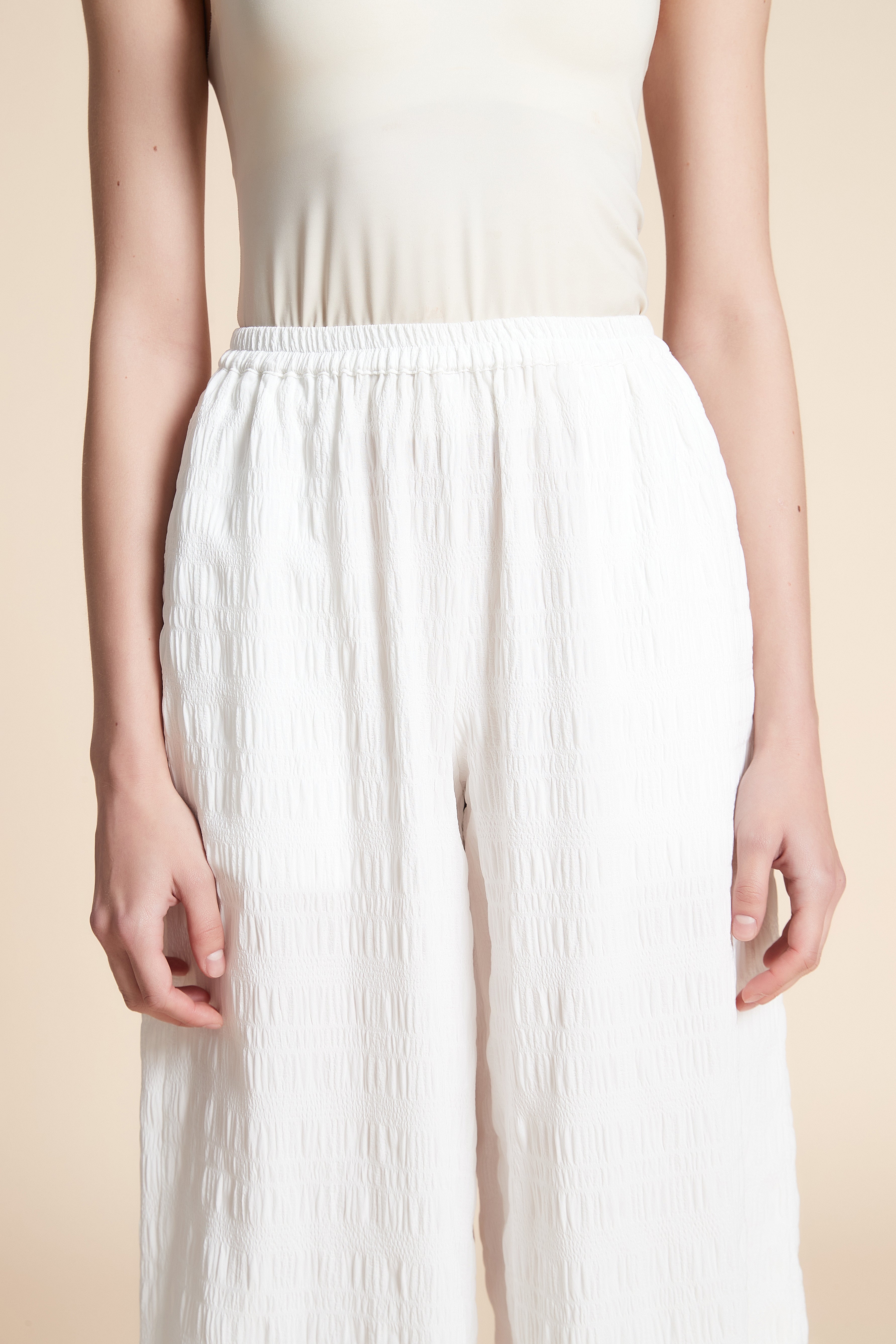 Wide Plain Long Pants with Belt