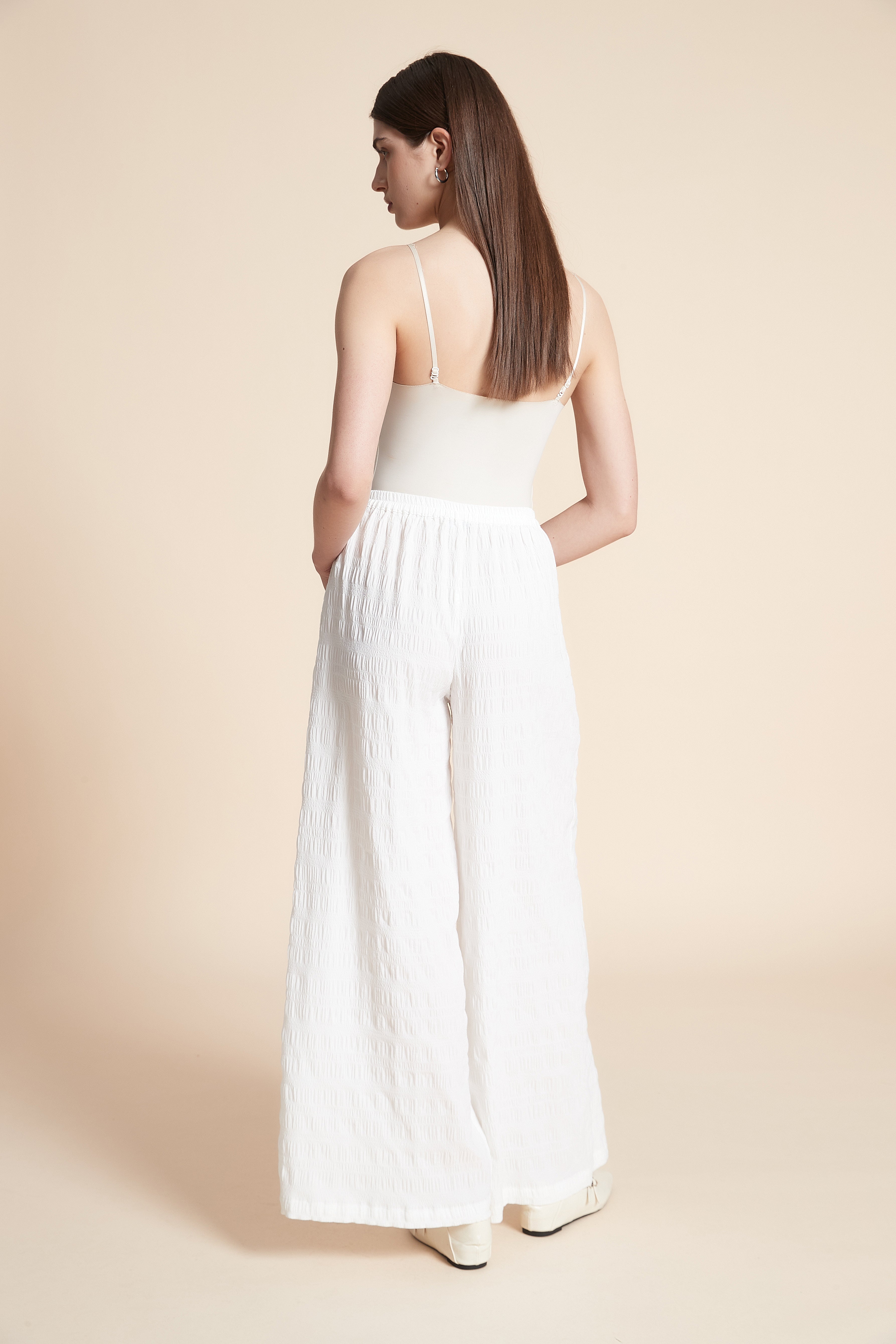 Wide Plain Long Pants with Belt