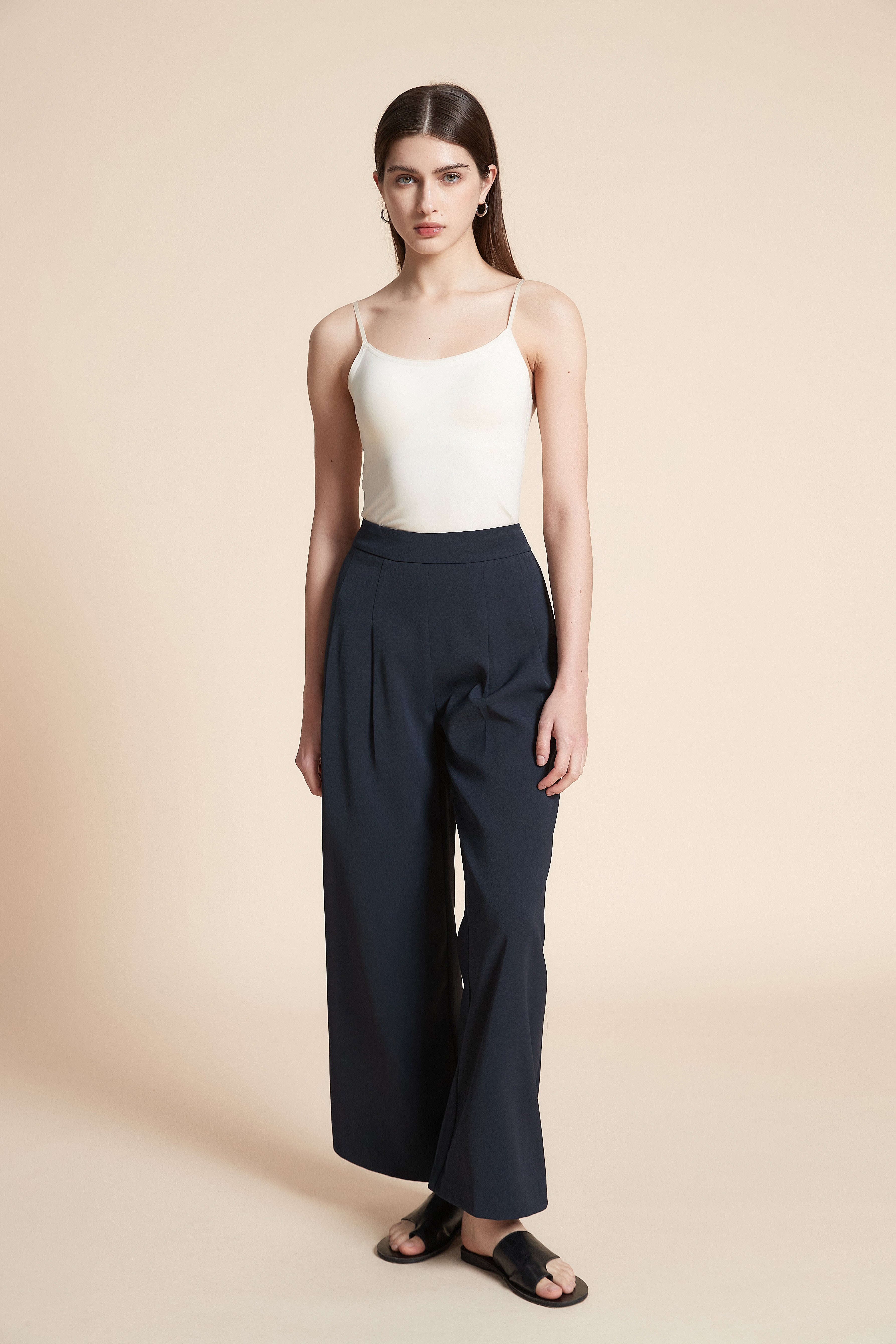 Wide-Leg Solid Long Pants