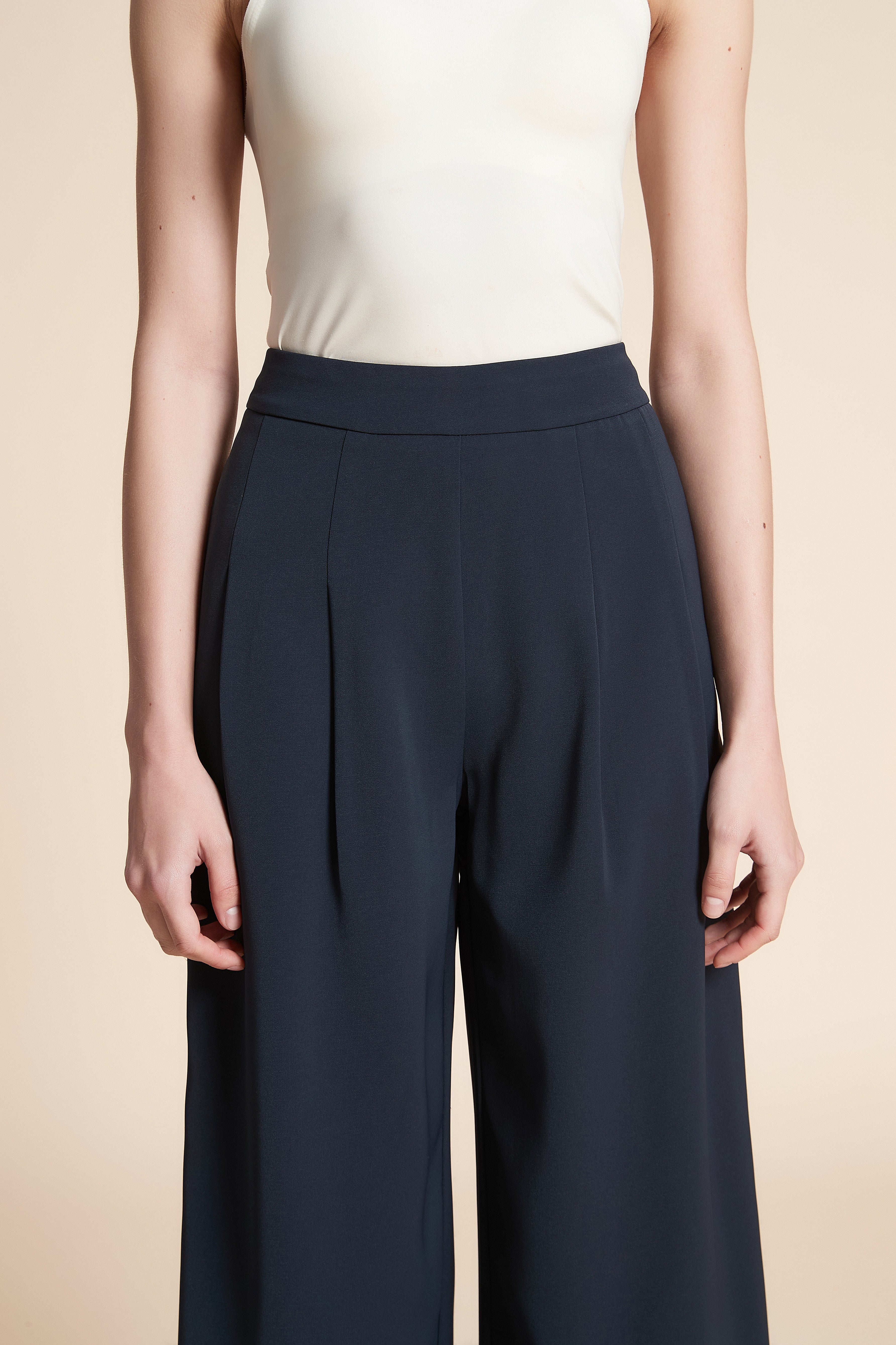 Wide-Leg Solid Long Pants