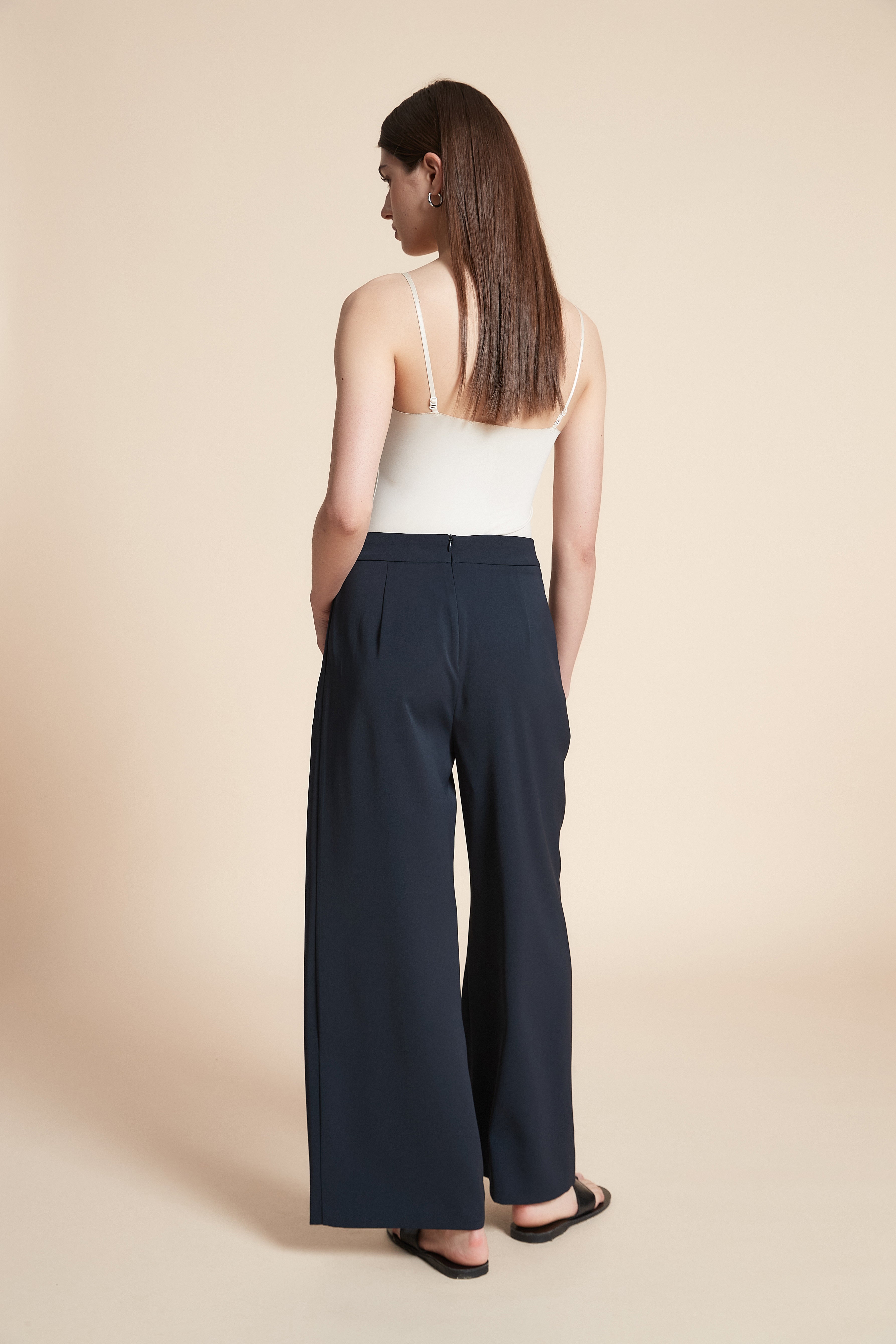 Wide-Leg Solid Long Pants