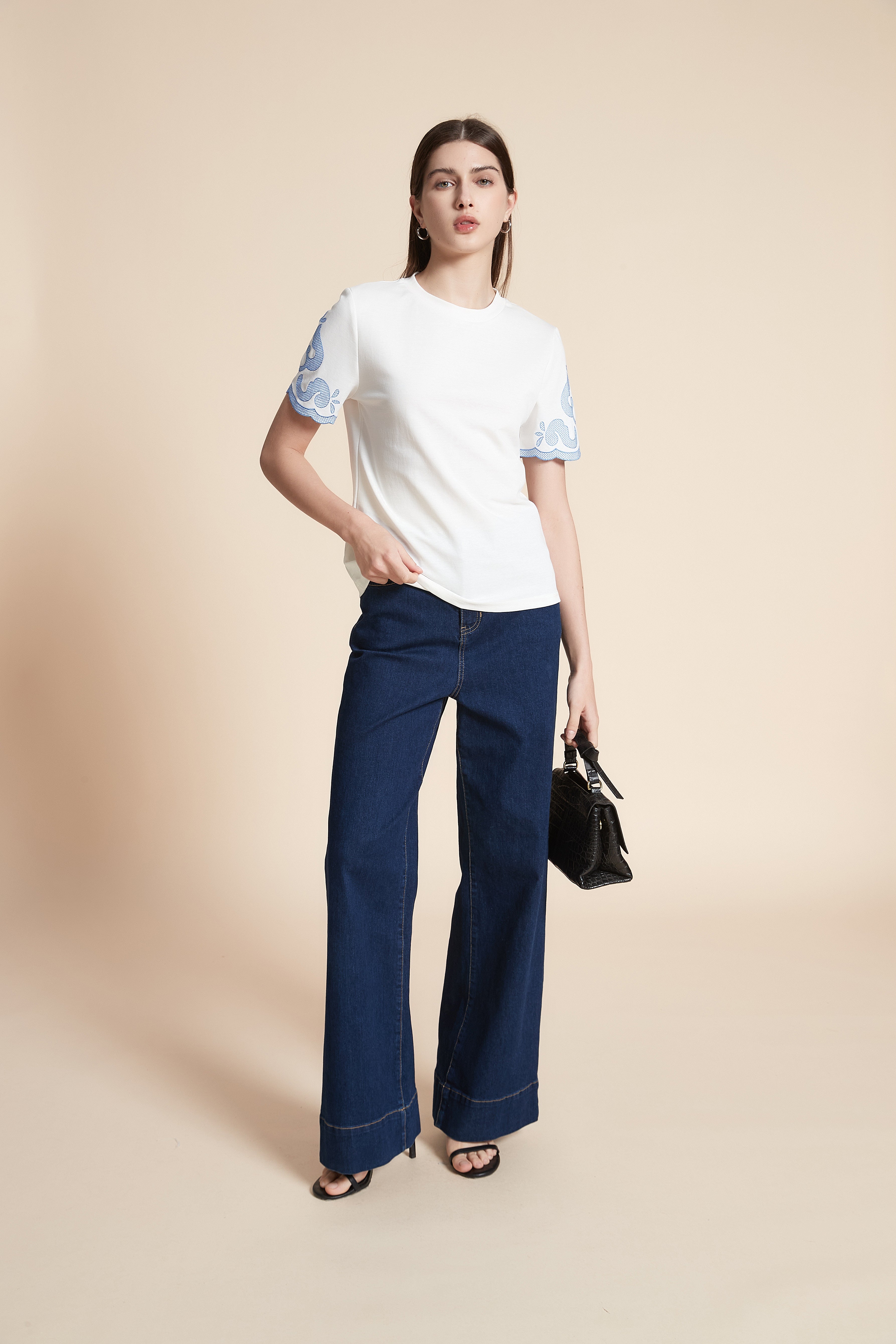 Short Sleeve Mid-Length Plain T-Shirt