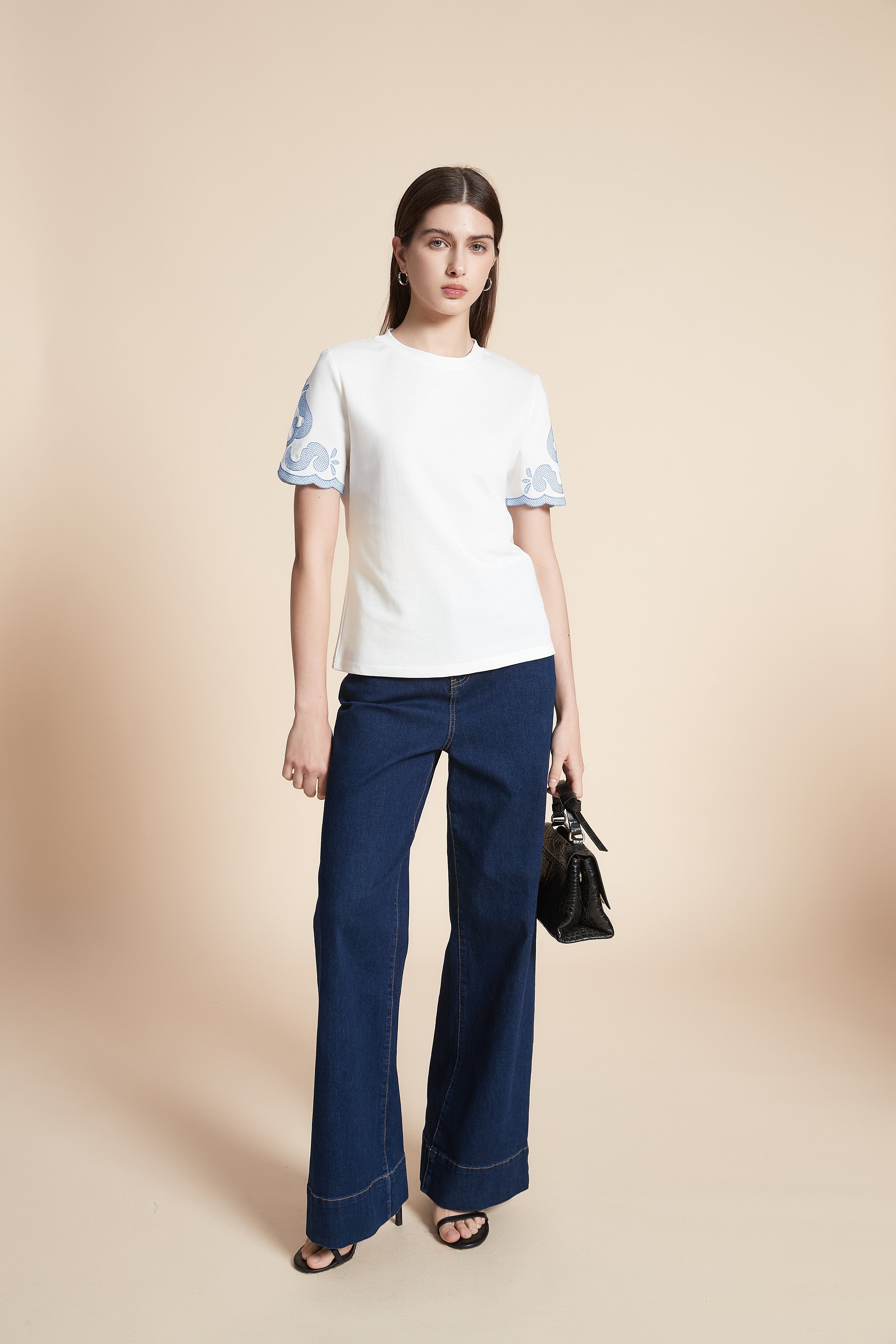 Short Sleeve Mid-Length Plain T-Shirt