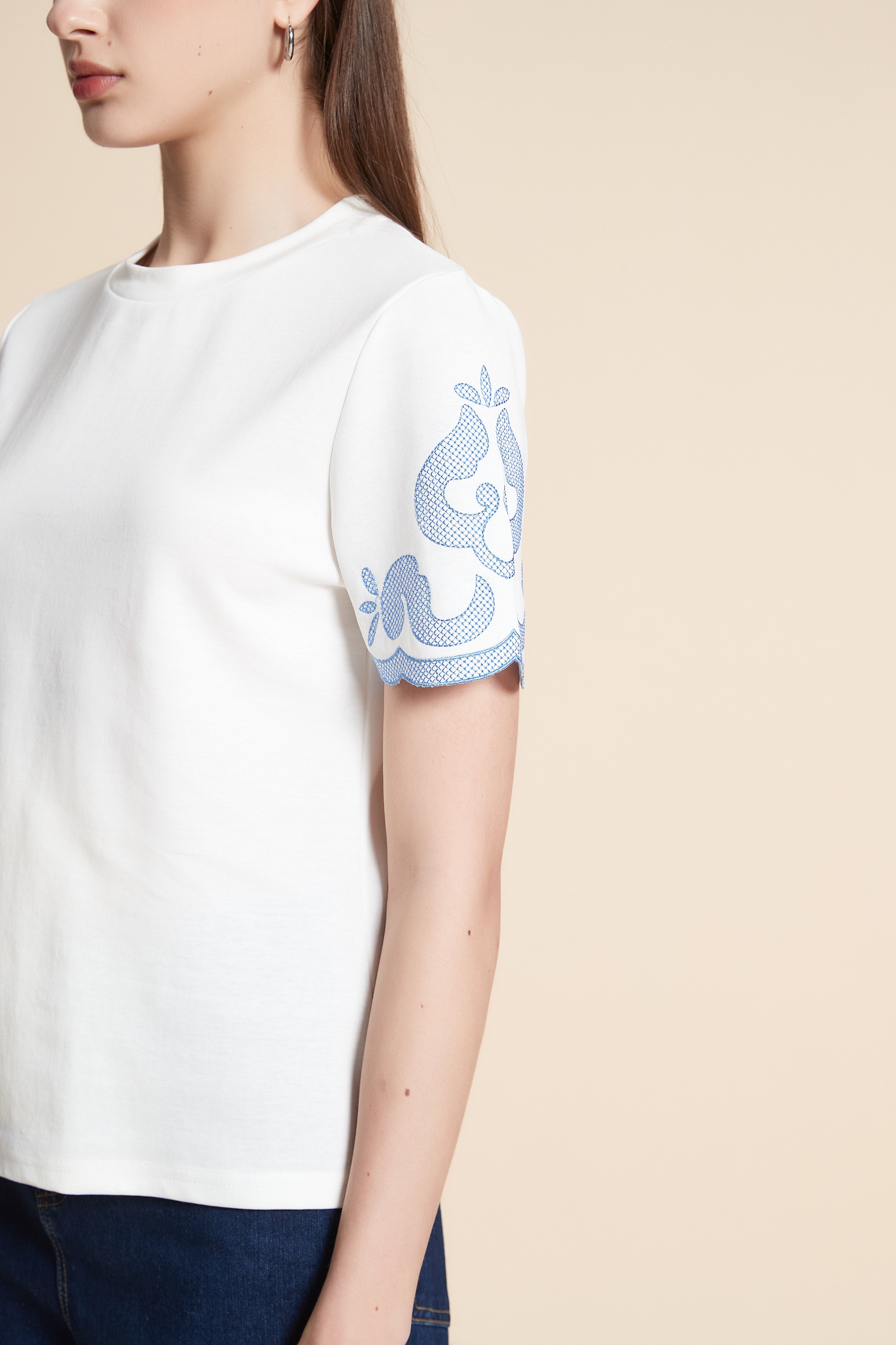 Short Sleeve Mid-Length Plain T-Shirt