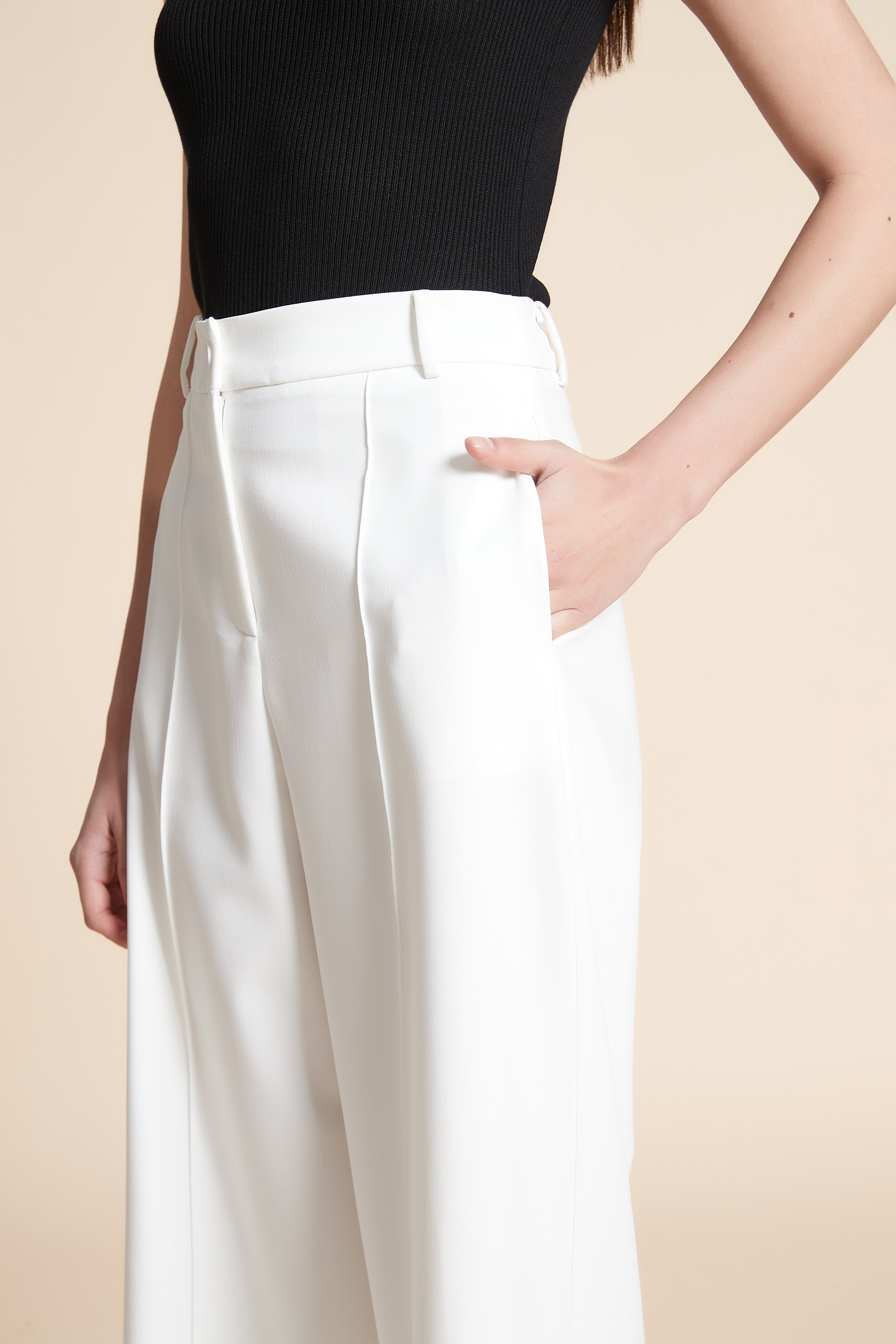Plain Straight Leg Trousers