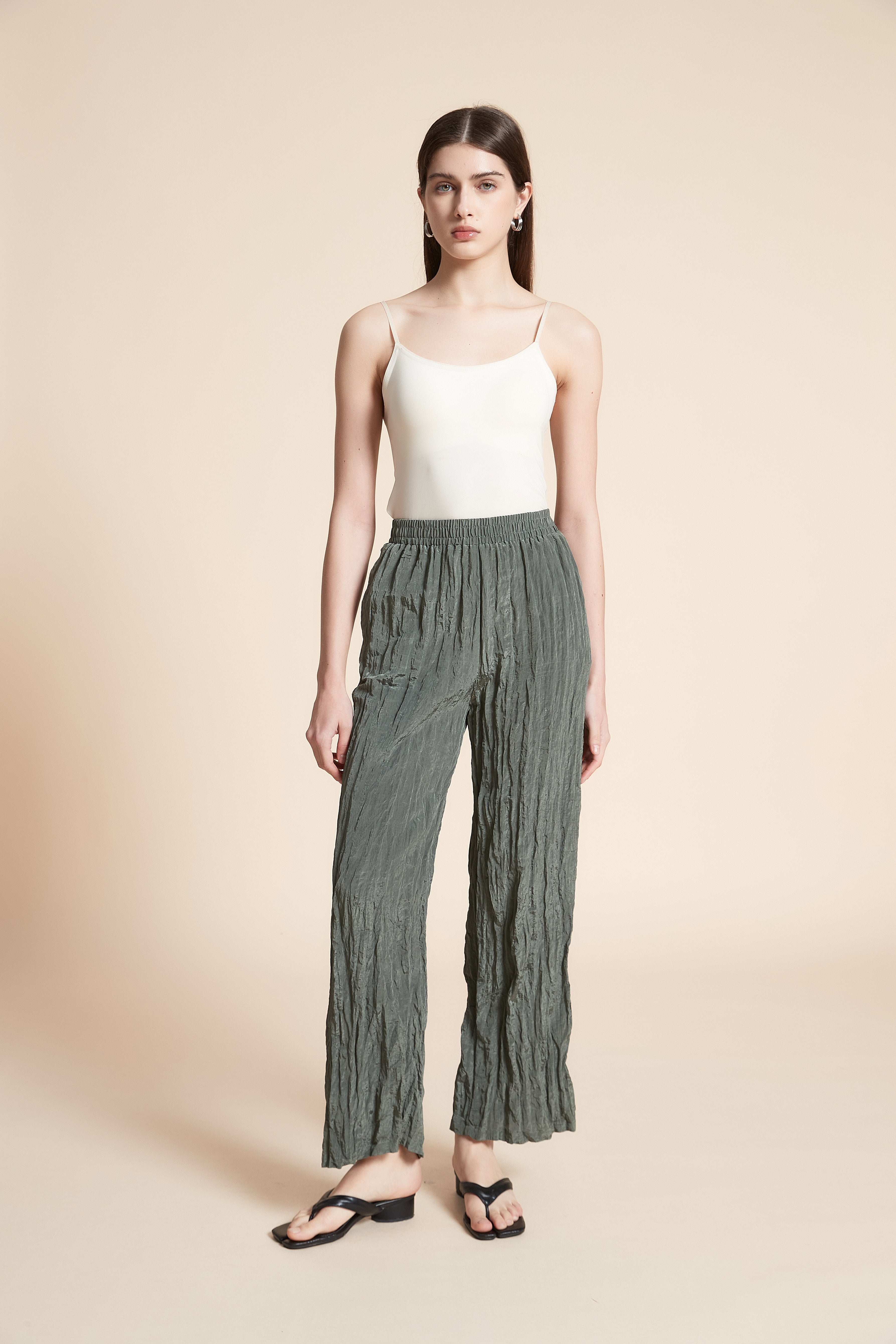 Solid Straight Leg Trousers