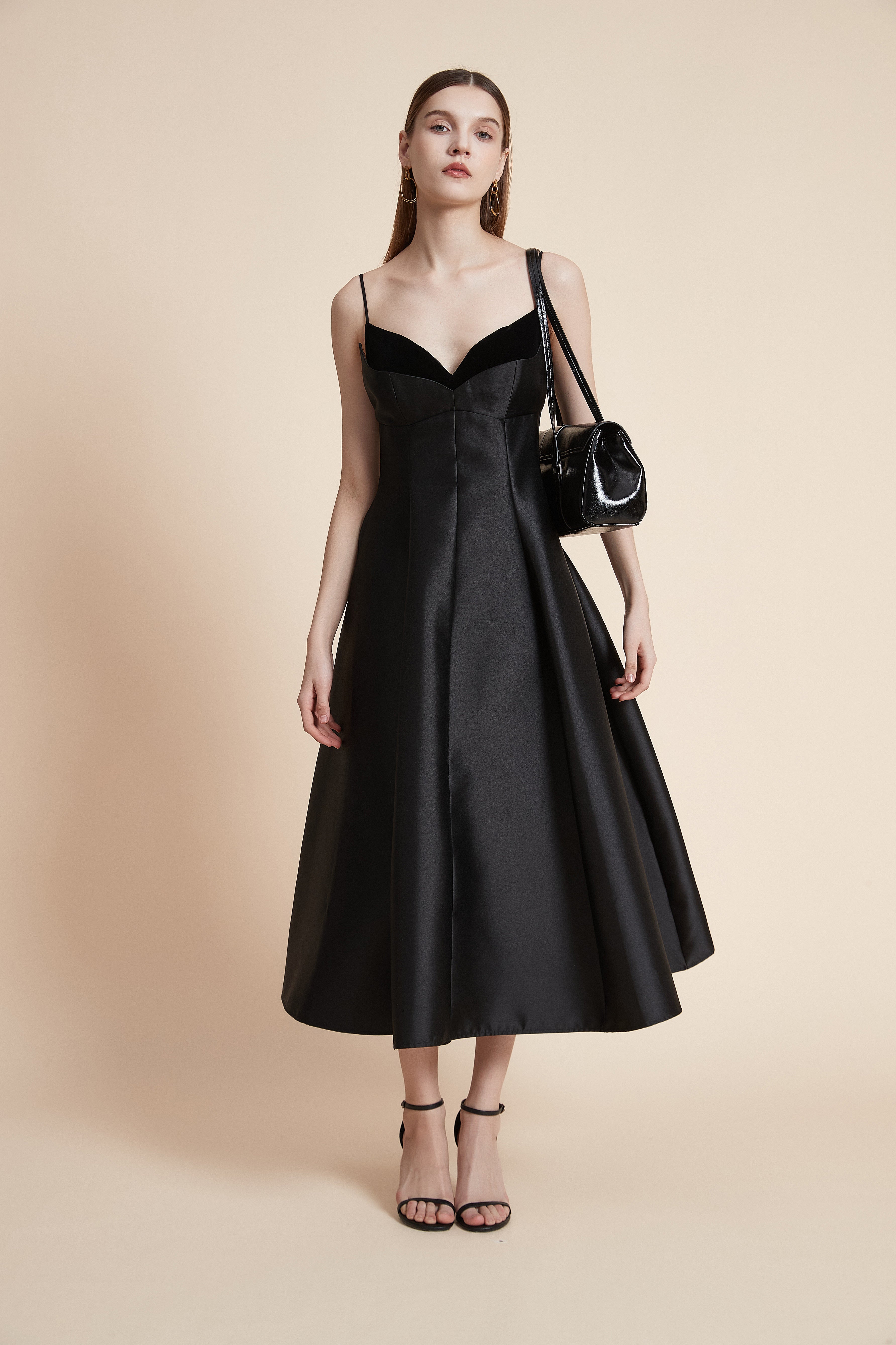 Simple Sleeveless Midi Dress with Thin Straps