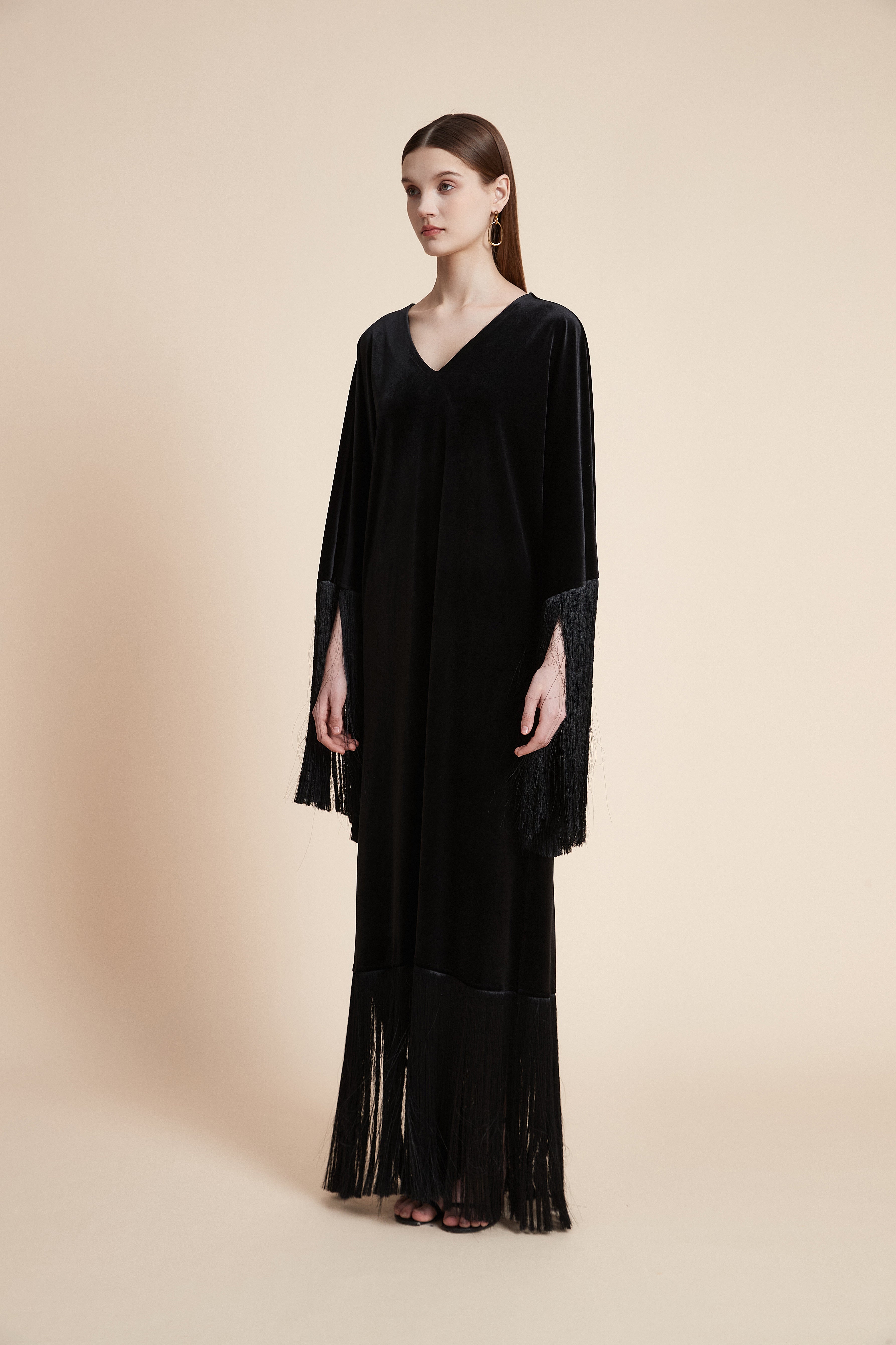 فستان ماكسي فيلفت جريس بشراشيب