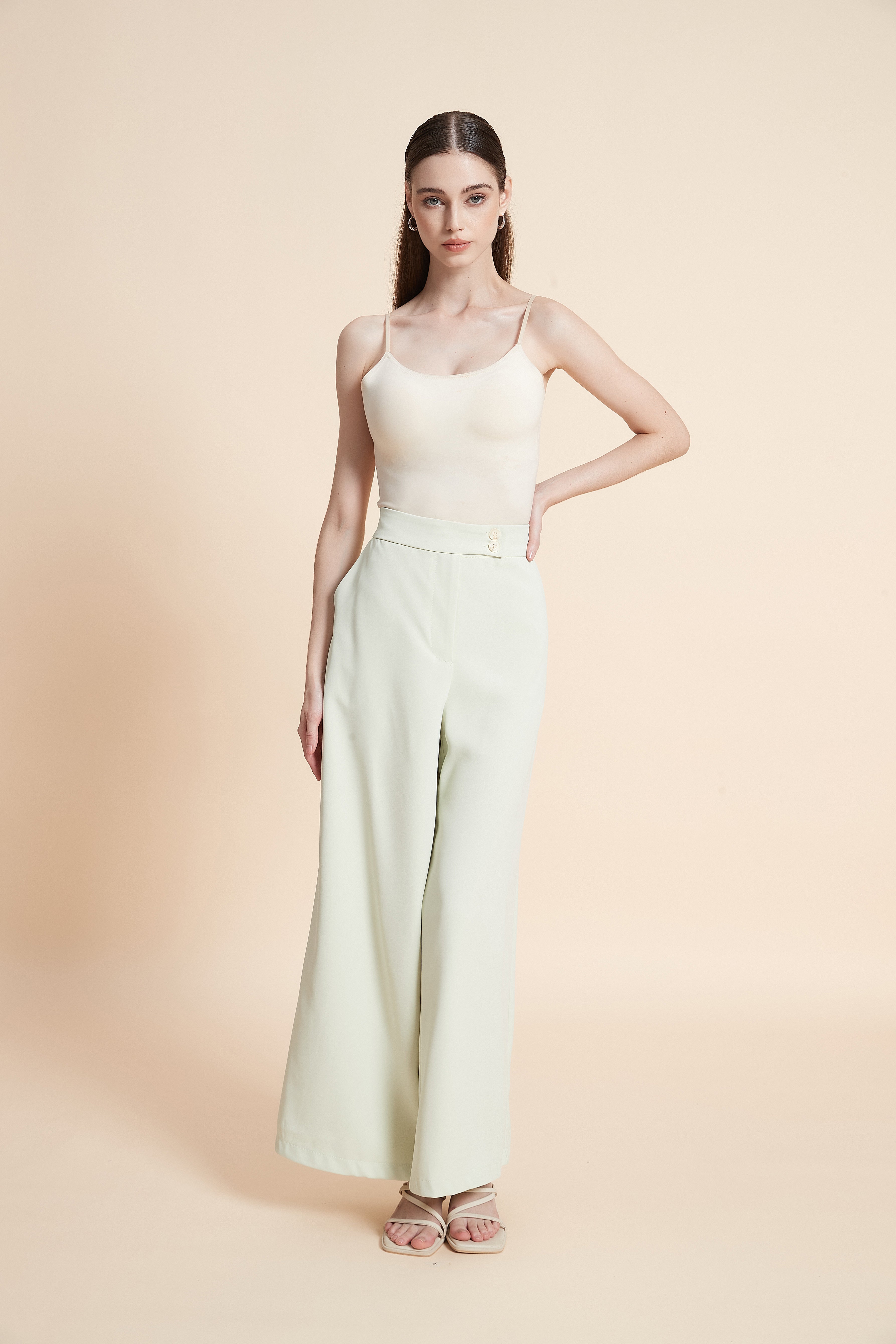 High-waist wide-leg pants