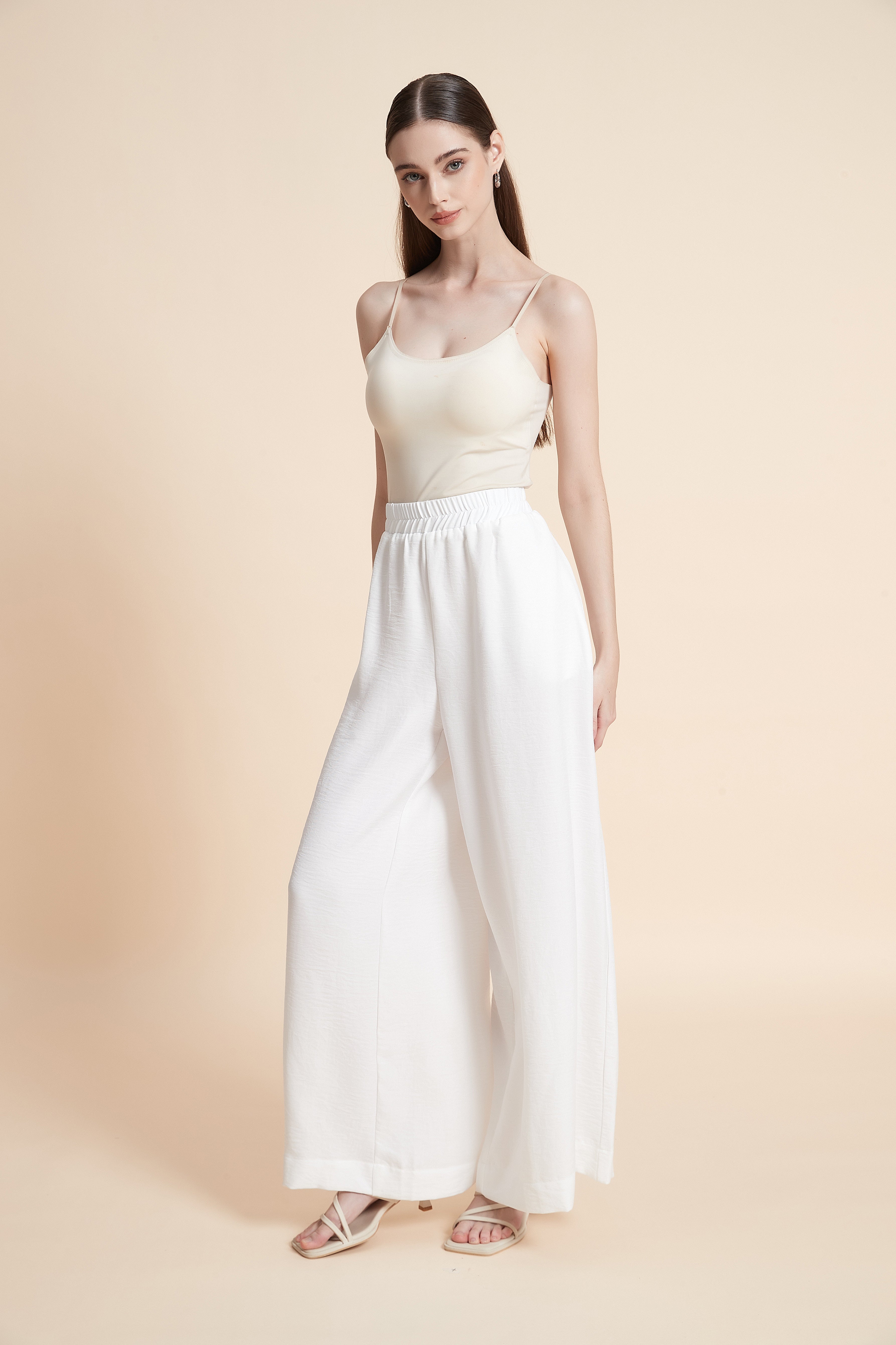 Wide-leg palazzo pants with elastic waist