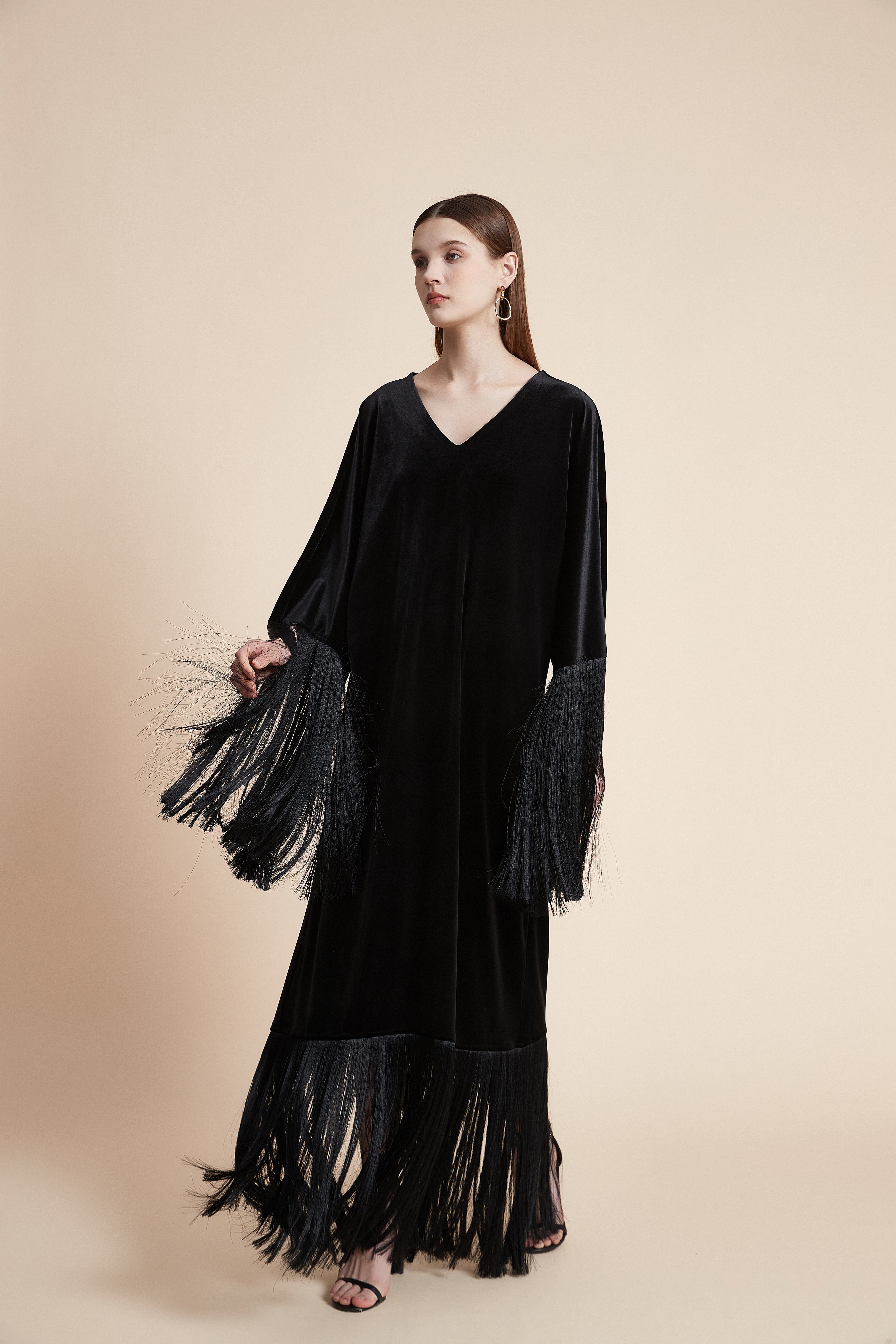 فستان ماكسي فيلفت جريس بشراشيب