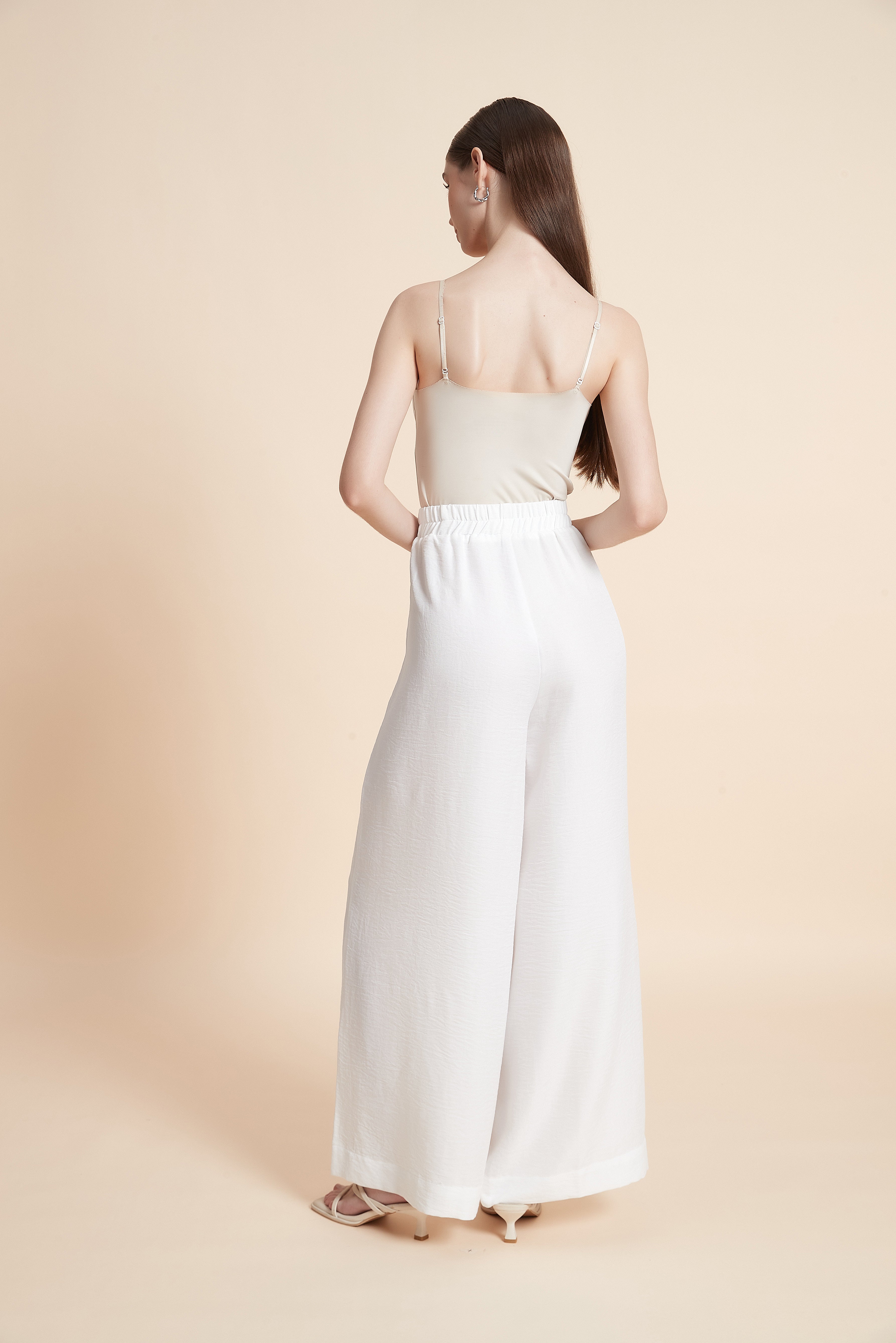 Wide-leg palazzo pants with elastic waist