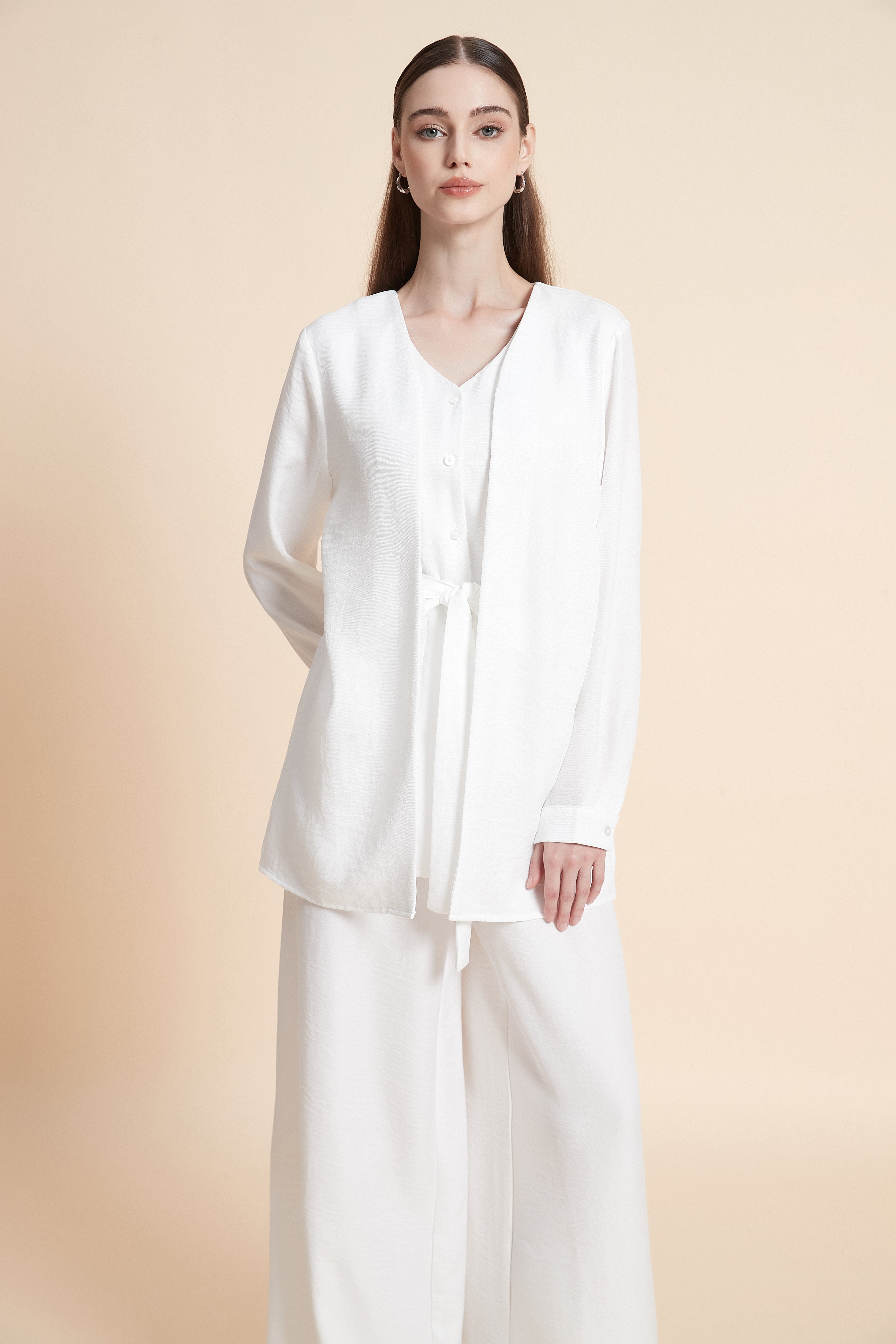 Two-piece open-front cardigan