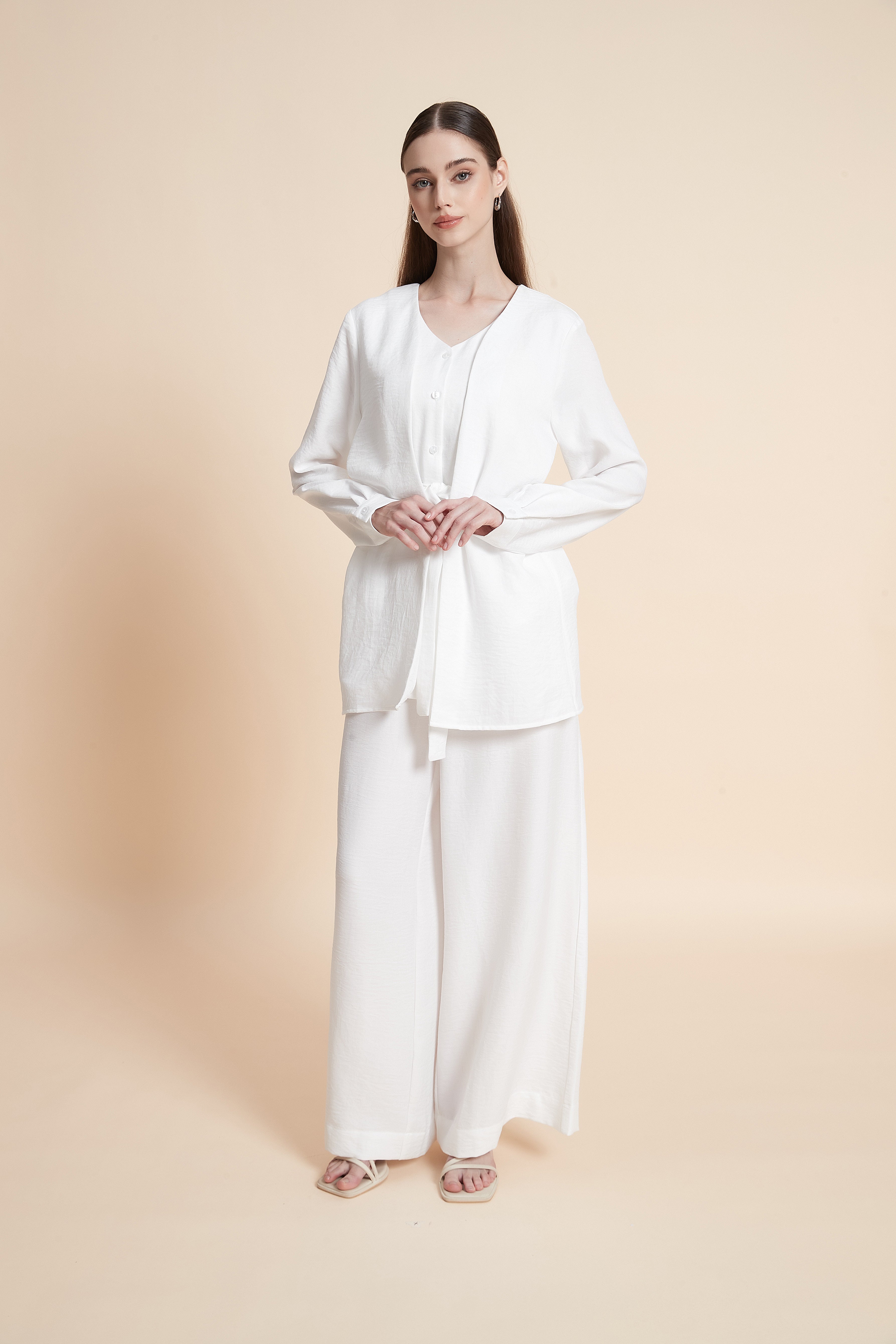 Wide-leg palazzo pants with elastic waist