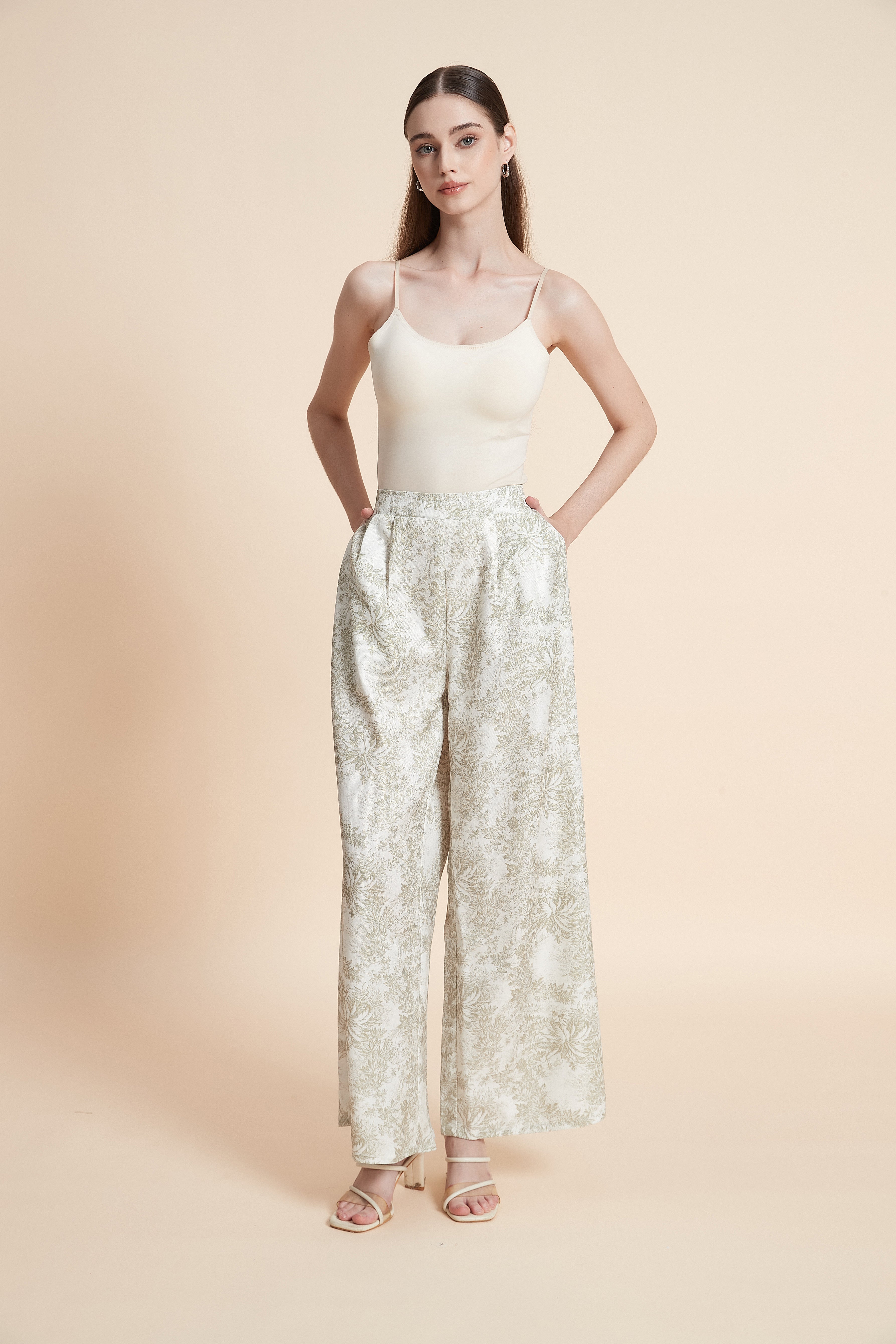 Textured wide-leg palazzo pants