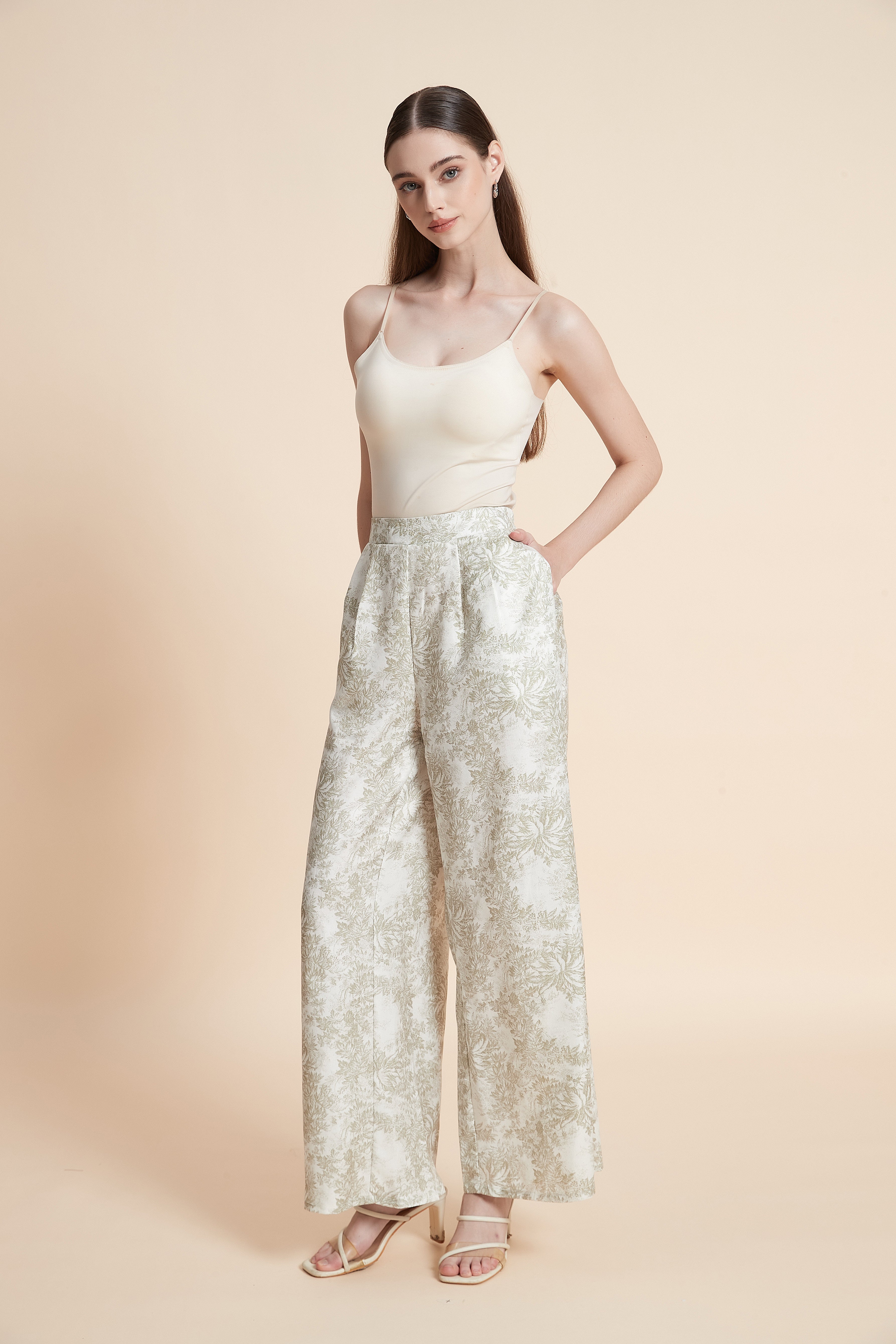 Textured wide-leg palazzo pants