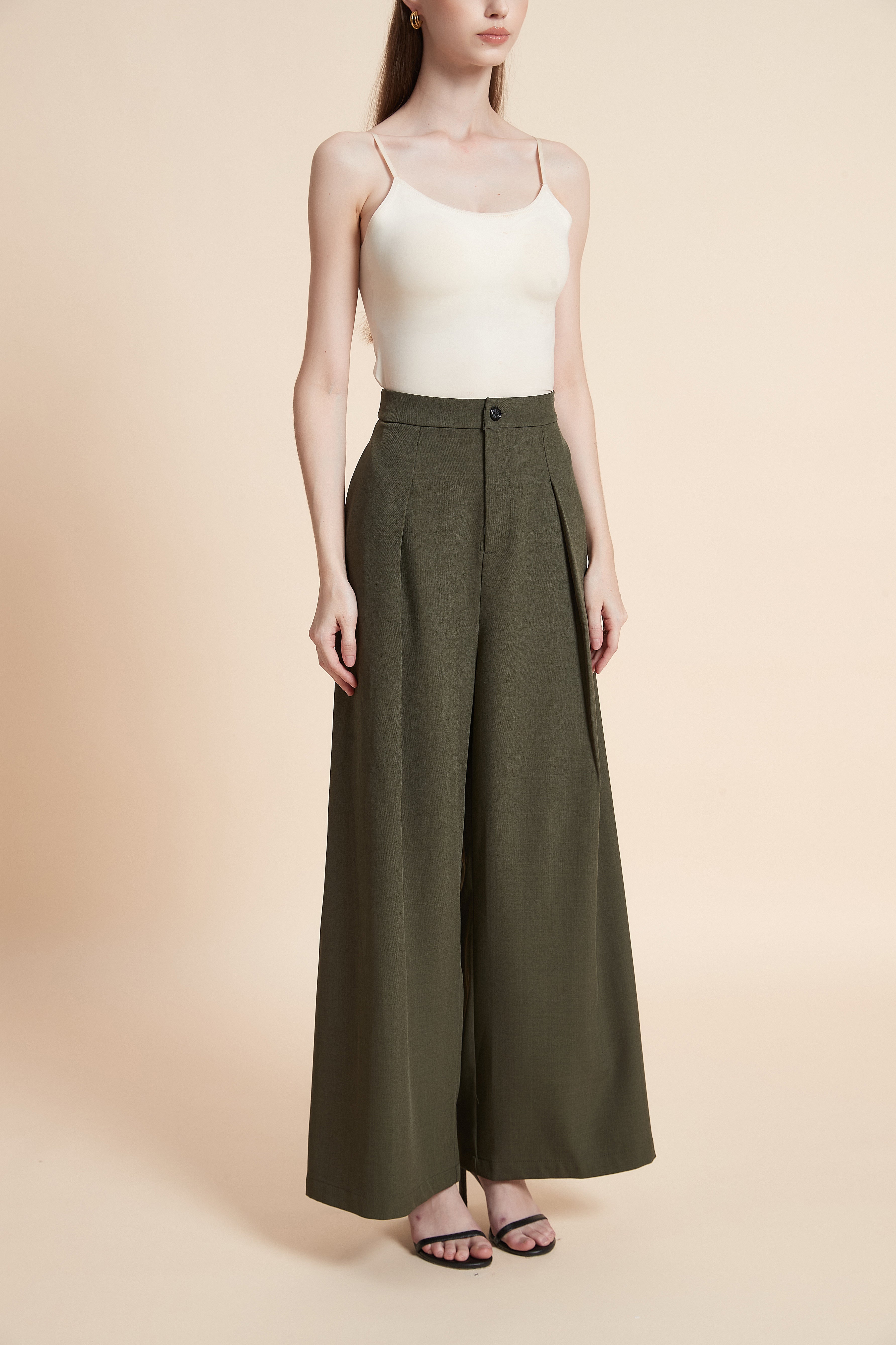 High-waist wide-leg pants
