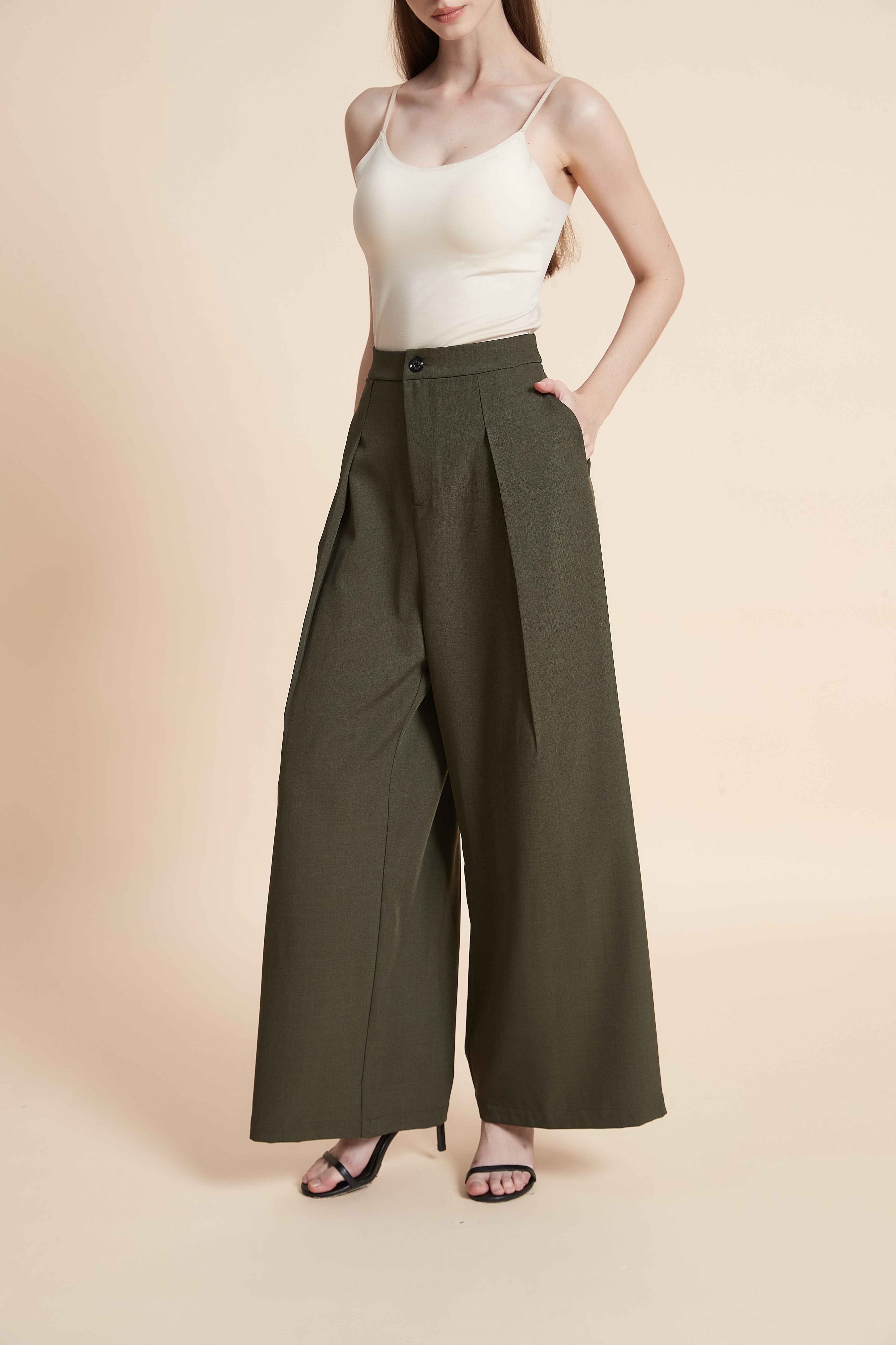 High-waist wide-leg pants