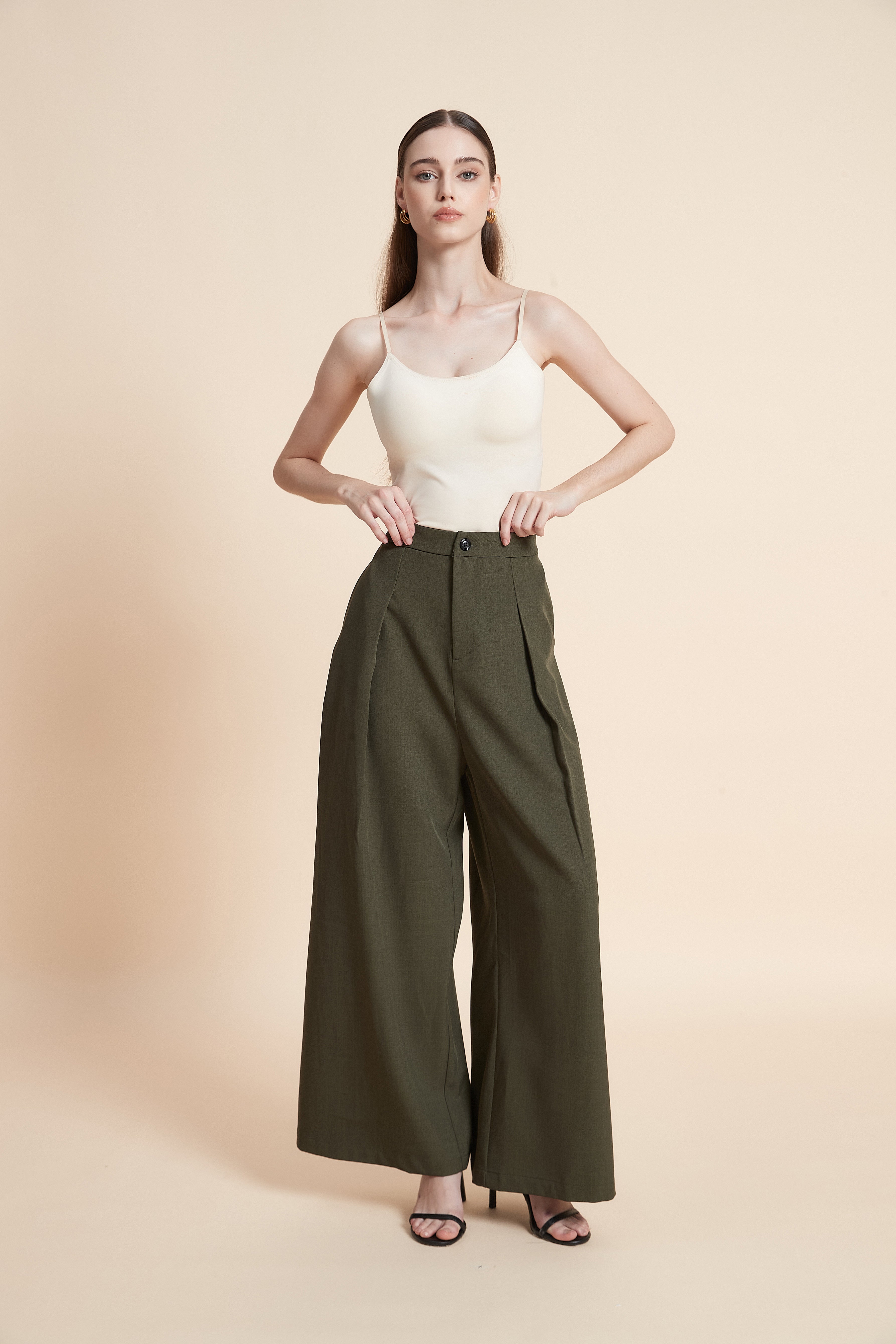 High-waist wide-leg pants