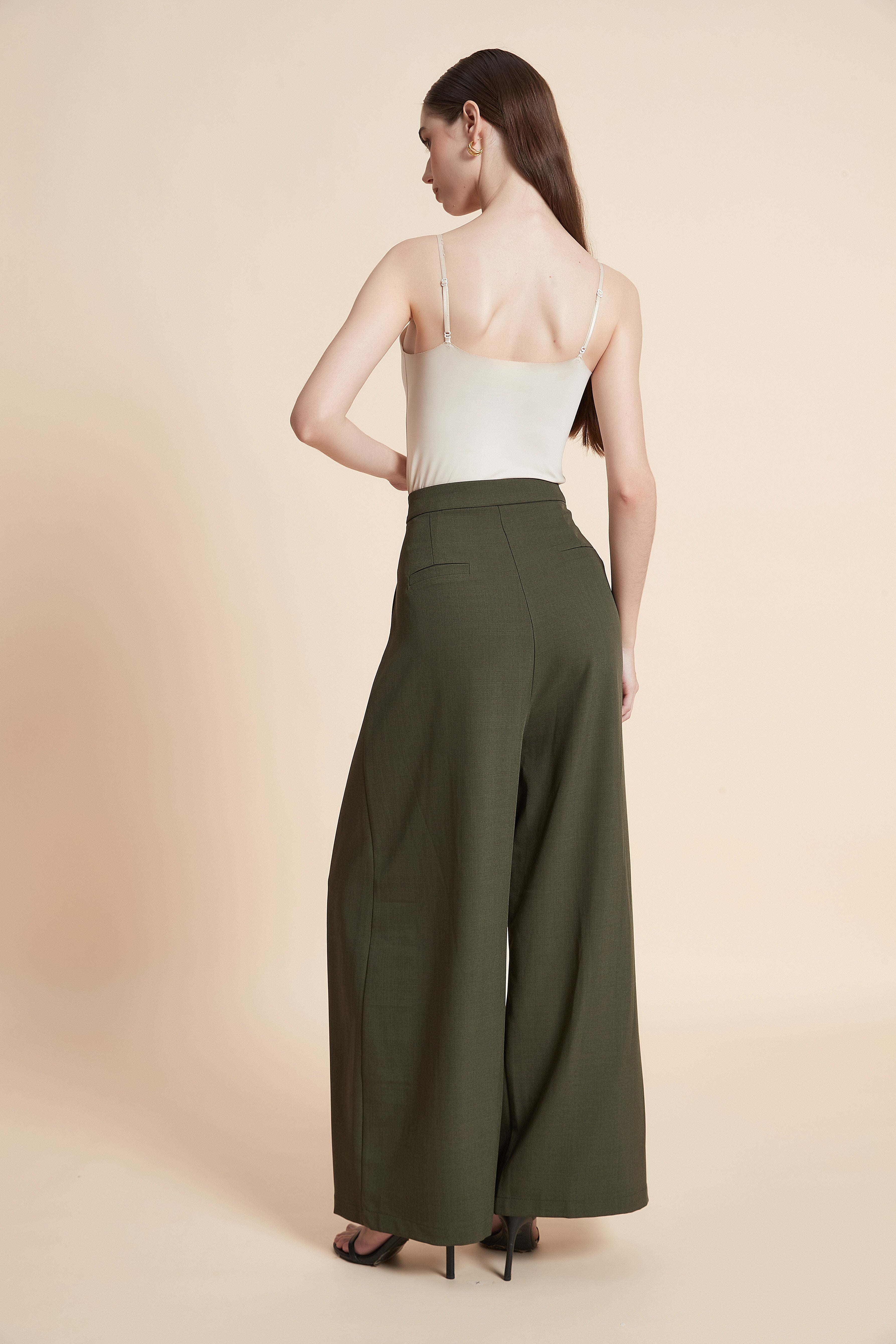 High-waist wide-leg pants