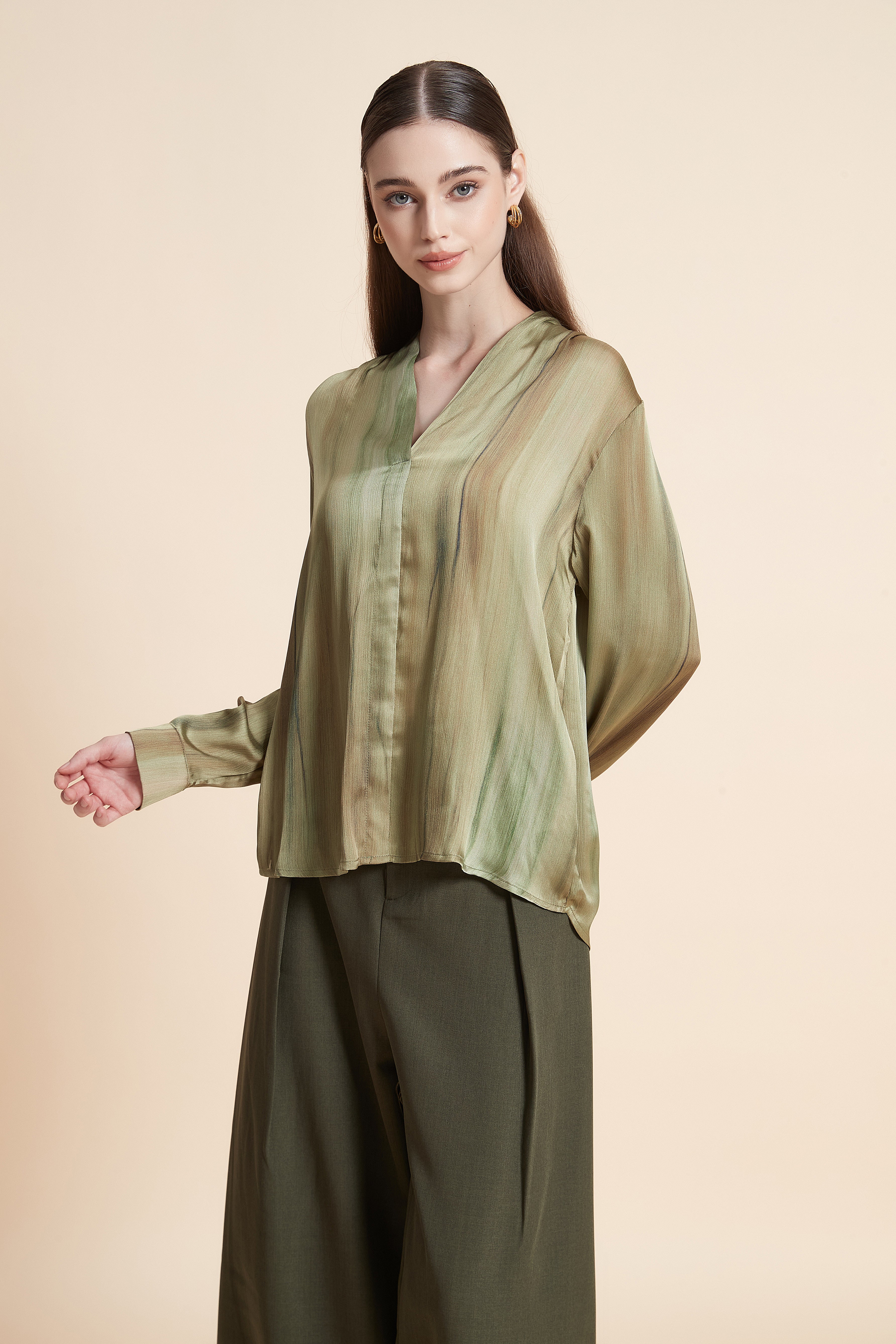 V-neck satin blouse