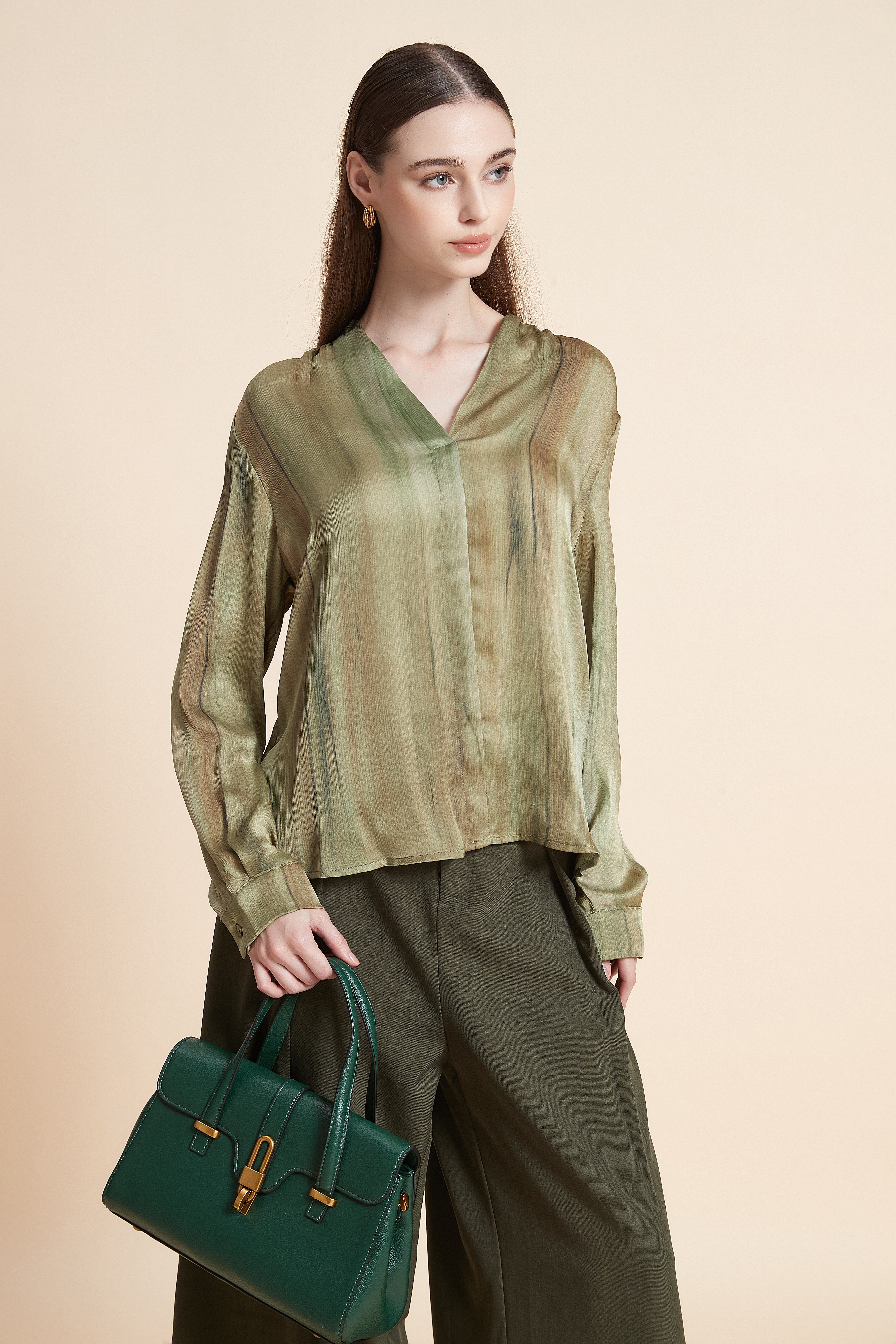V-neck satin blouse