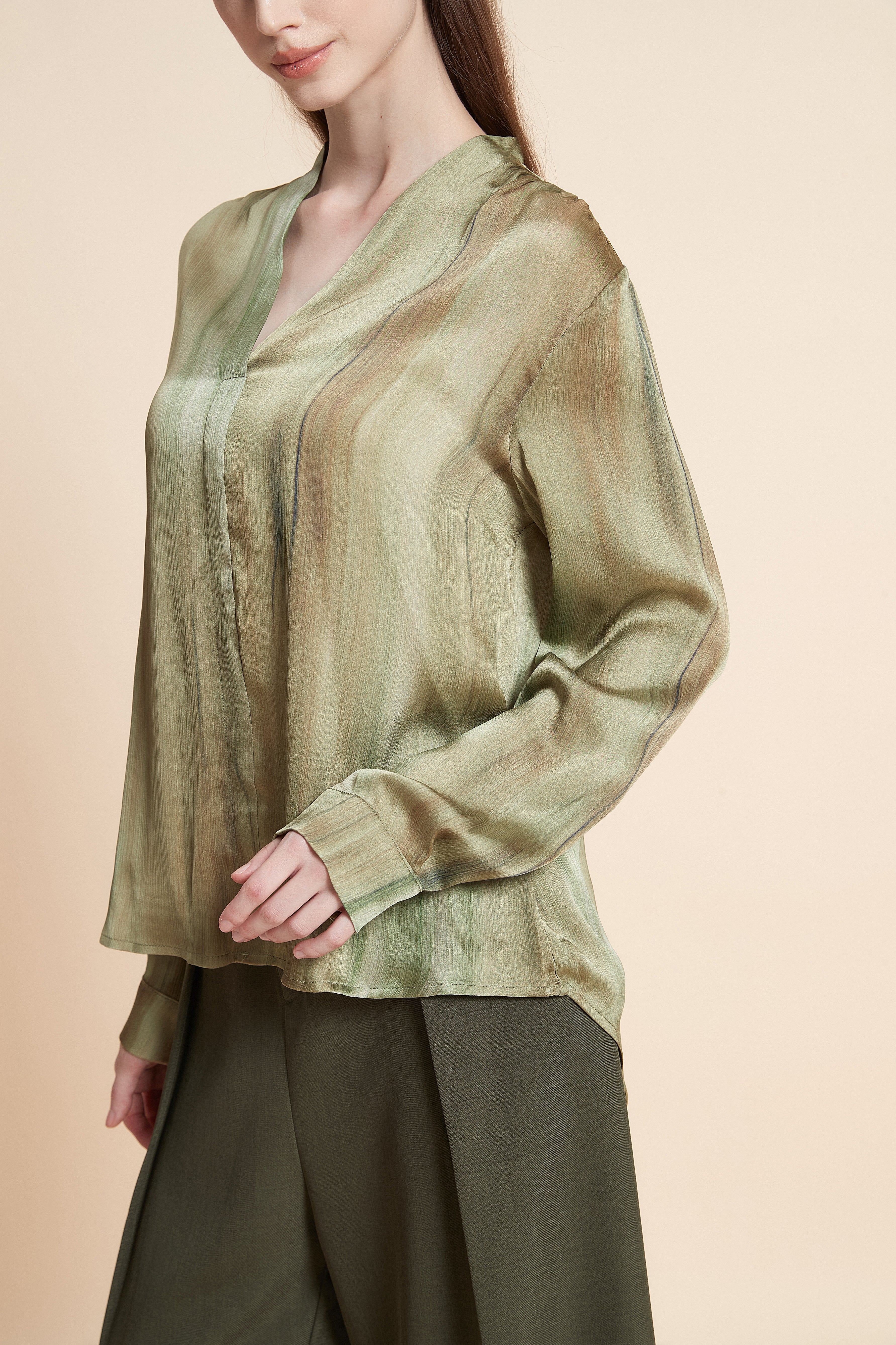 V-neck satin blouse