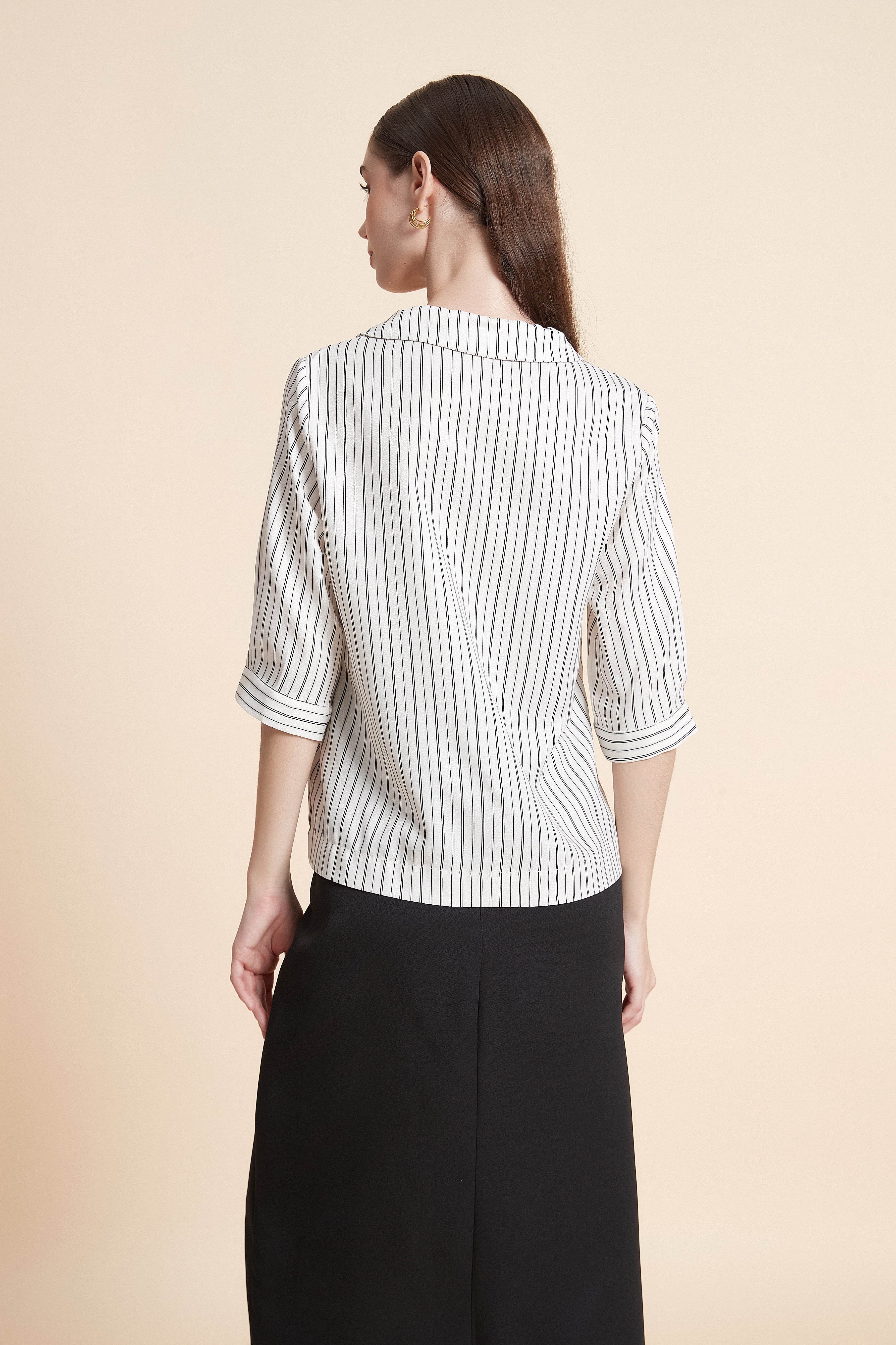 3/4 sleeve striped blouse