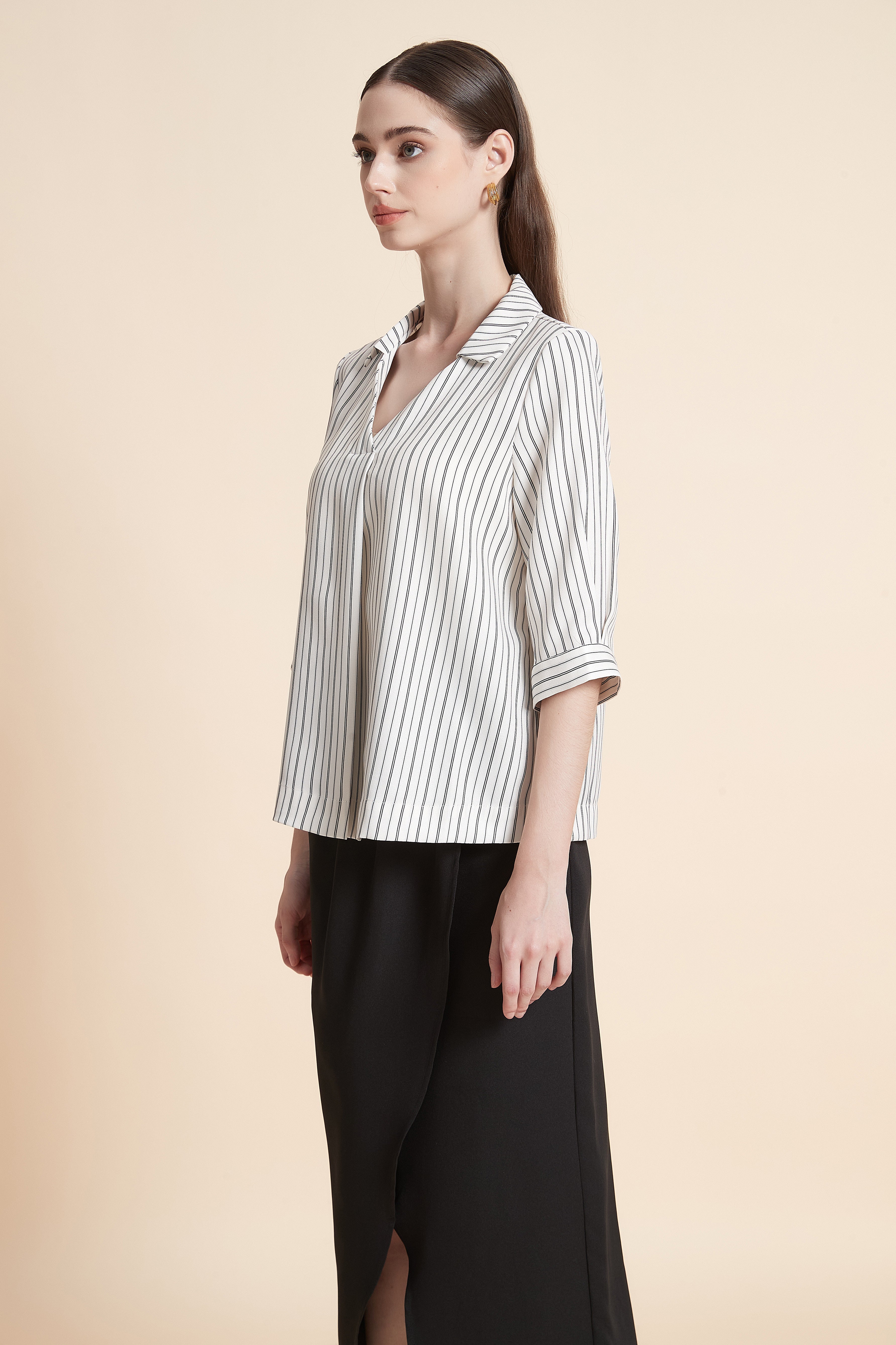 3/4 sleeve striped blouse